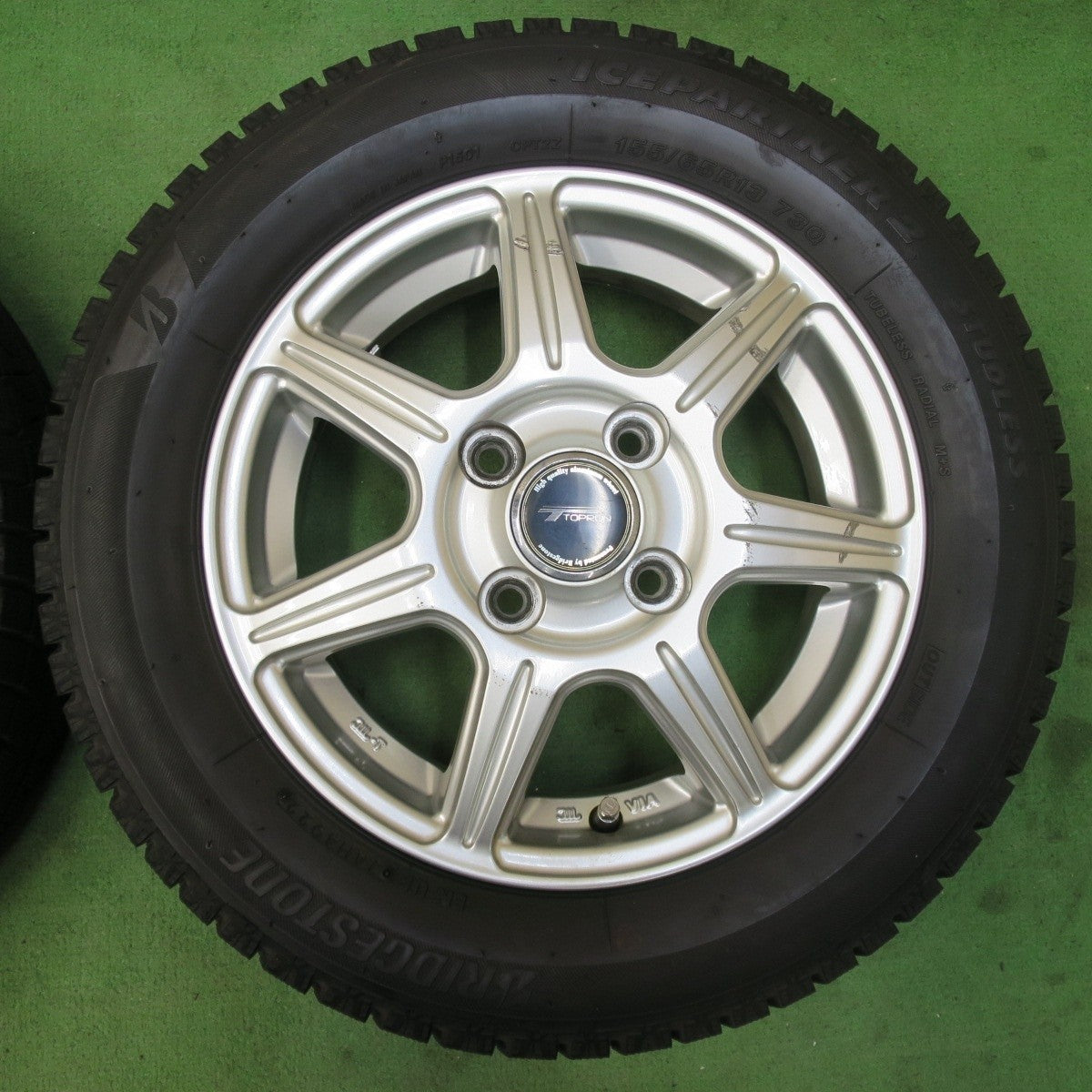 バリ溝！22年！キレイ！9分★スタッドレス 155/65R13 ブリヂストン アイスパートナー2 TOPRUN トップラン 13インチ PCD100/4H★5031710イス
