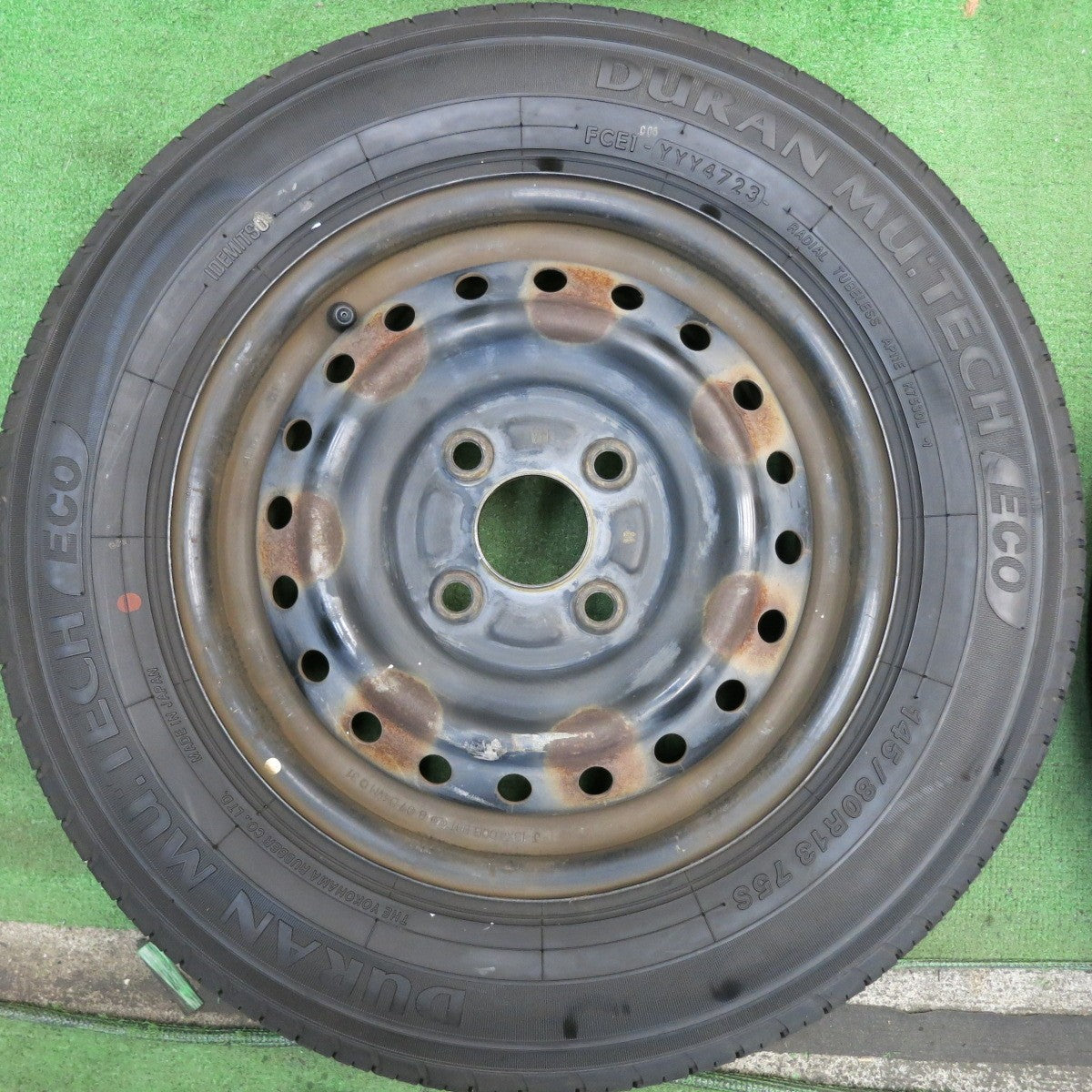 バリ溝！23年！8.5分◎145/80R13 デュラン MU:TECH ECO ヨコハマ 製 スチール ホイール 13インチ PCD100/4H◎6082705HAノ