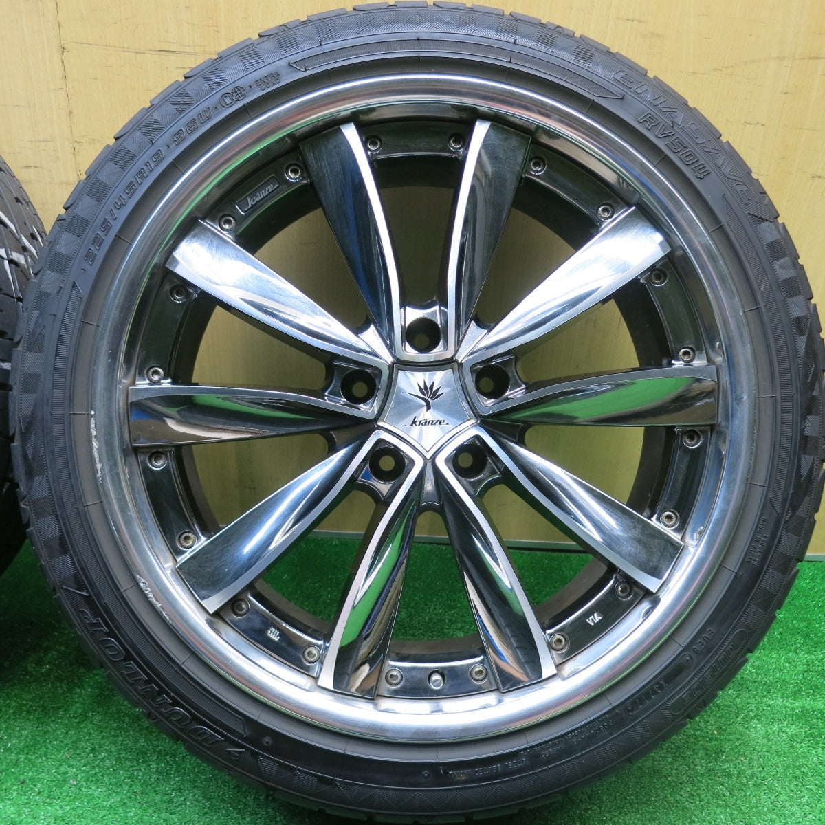 バリ溝！9分★kranze CHRISHNA 225/45R19 ダンロップ エナセーブ RV504 クレンツェ クリシュナ 19インチ PCD114.3/5H★5102310HAノ