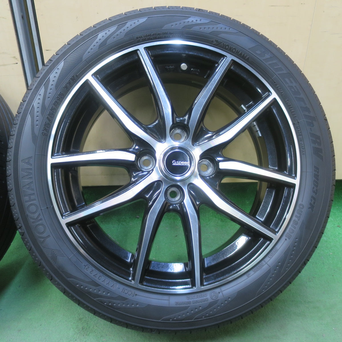 キレイ！22年◎175/55R15 ヨコハマ BluEarth-RV RV03 CK G.speed Gスピード ブルーアース 15インチ PCD100/4H◎6091107イノ