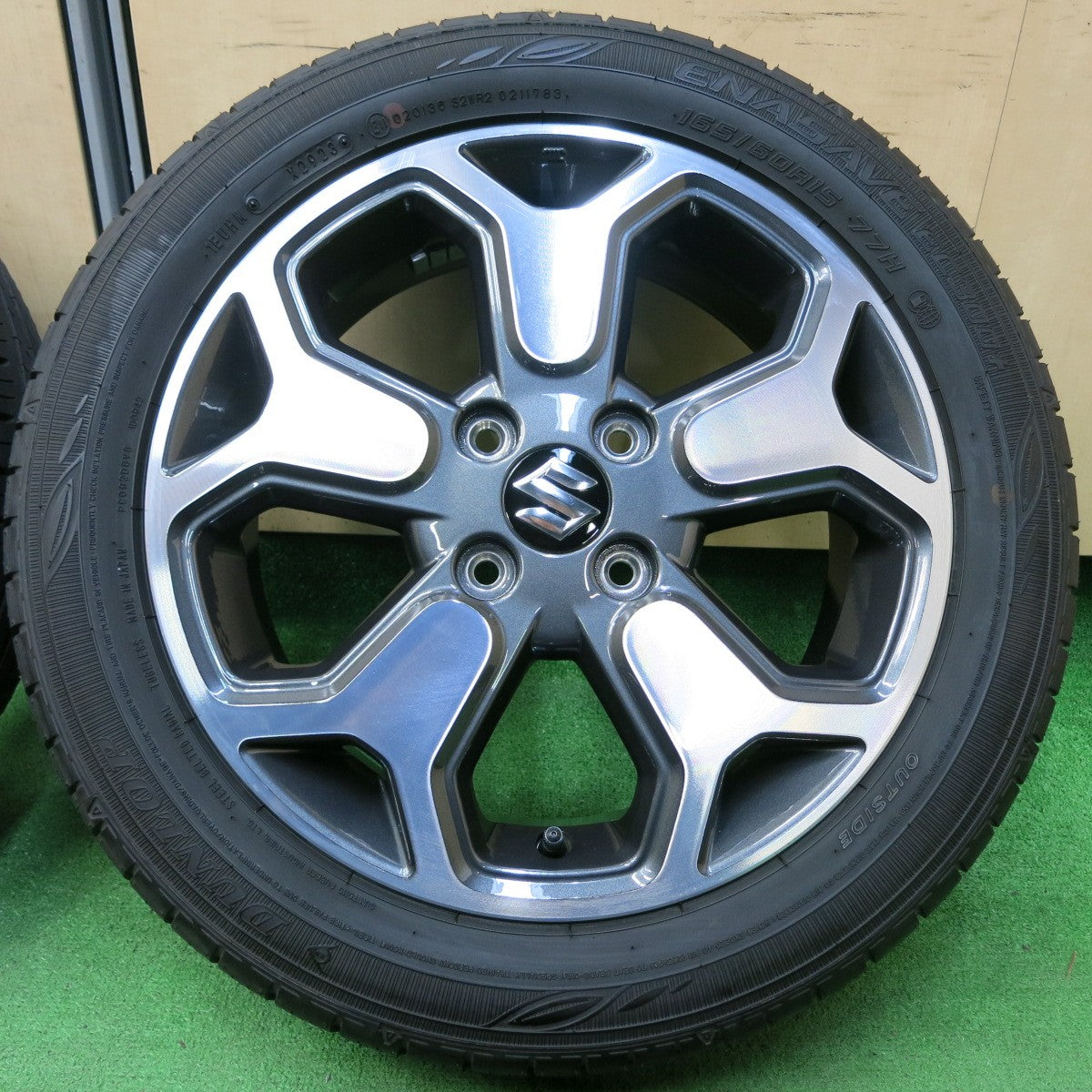*送料無料* バリ溝！23年！キレイ！ほぼ10分★スズキ ハスラー 純正 165/60R15 ダンロップ エナセーブ EC300+ 15インチ PCD100/4H★4050311イノ