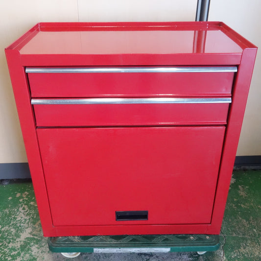 [送料無料] ☆ツール キャビネット チェスト付き 工具箱 収納 赤 2段 引き出し 鍵なし メーカー 型番 不明☆