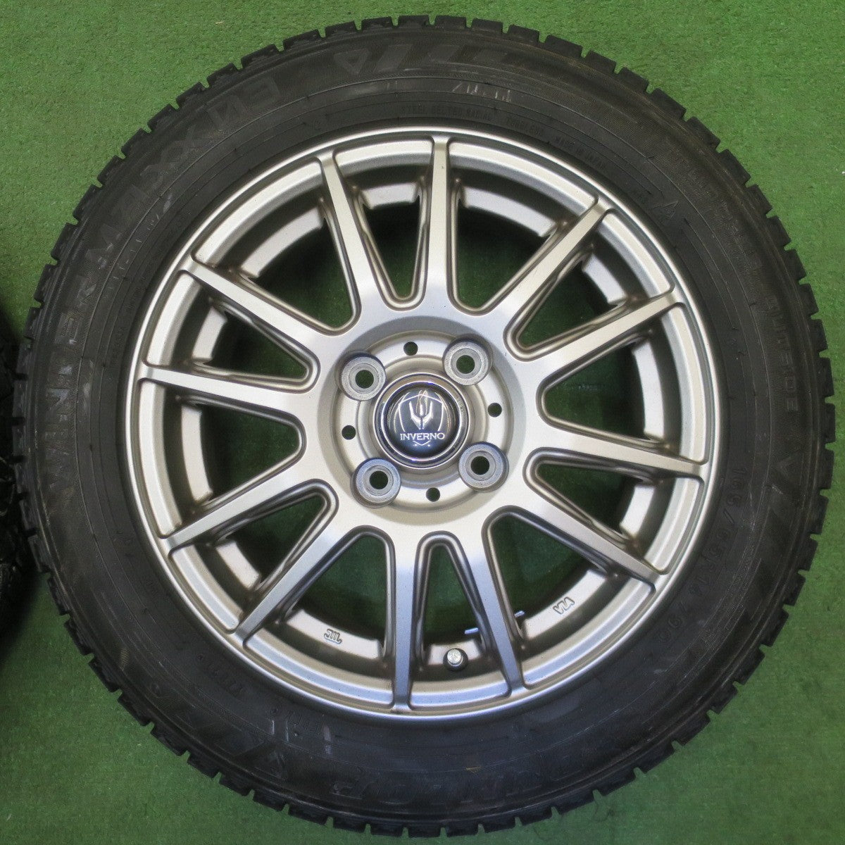 バリ溝！キレイ！9.5分以上★スタッドレス 165/65R14 ダンロップ ウインターマックス 03 INVERNO 社外 アルミ 14インチ PCD100/4H★6021902NJス
