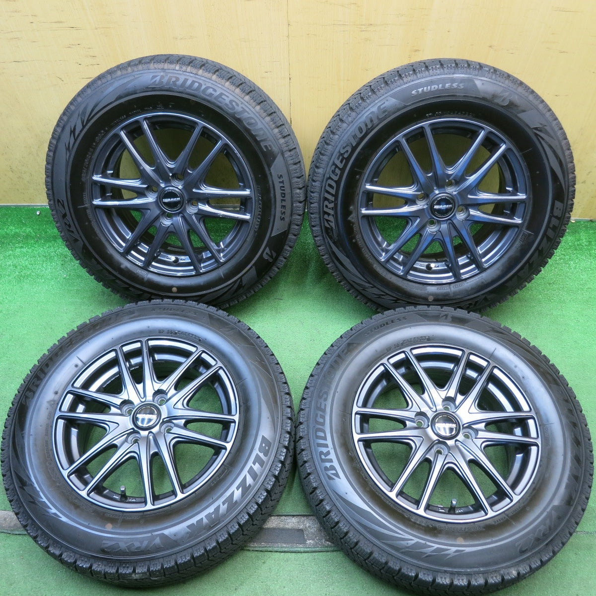 バリ溝！23年！9分◎スタッドレス 185/70R14 ブリヂストン ブリザック VRX2 WAREN ヴァーレン 14インチ PCD100/4H◎6081609HAス