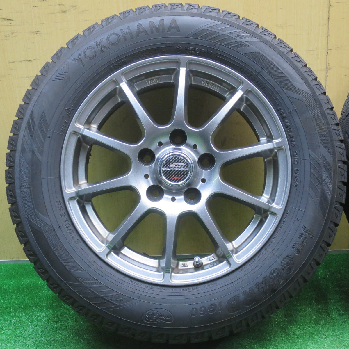 バリ溝！22年！キレイ！9分★スタッドレス 195/65R15 ヨコハマ アイスガード iG60 SCHNEIDER シュナイダー 15インチ PCD114.3/5H★5111104NJス