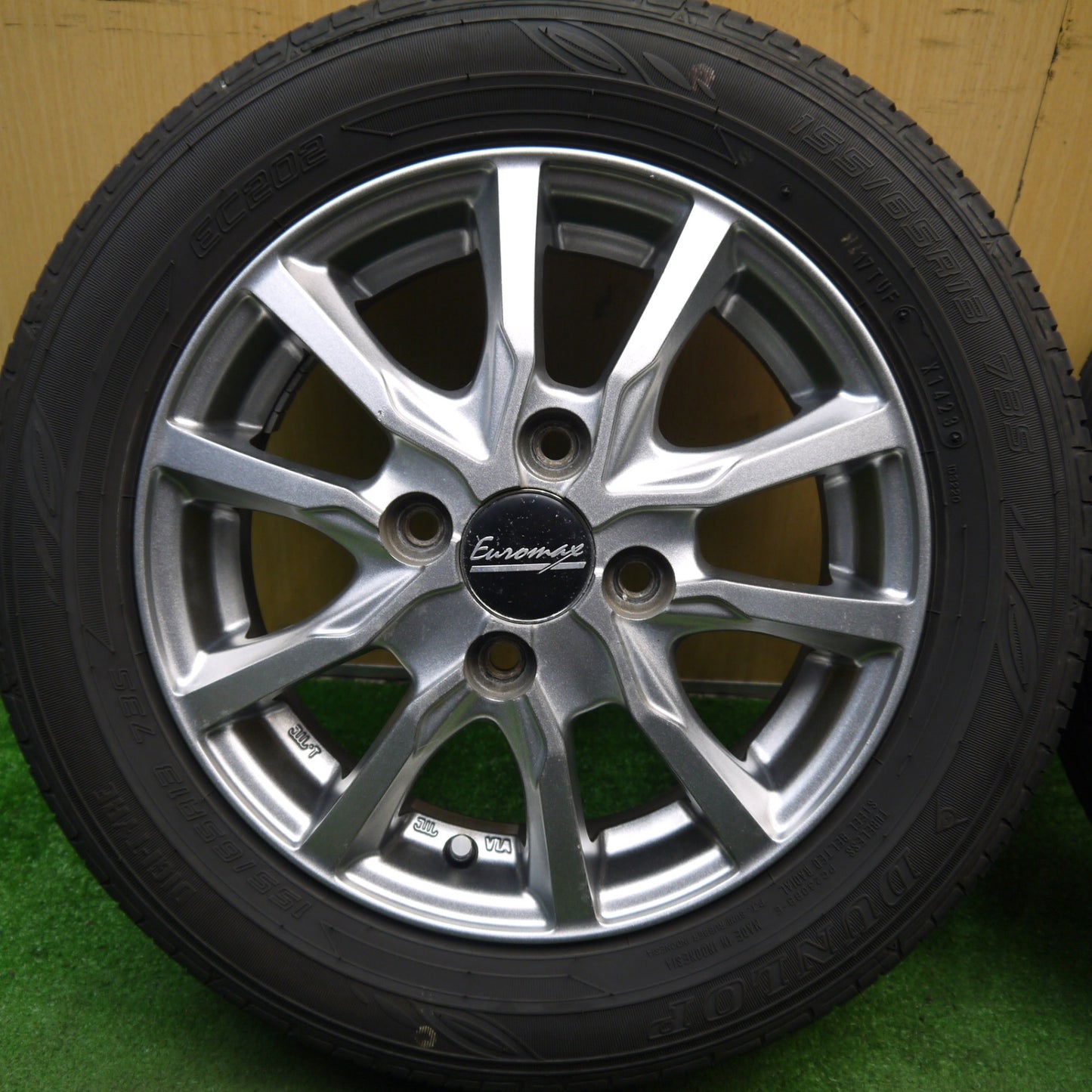 バリ溝！23年！8.5分★155/65R13 ダンロップ EC202 Euromax ユーロマックス 13インチ PCD100/4H★5080405Hノ