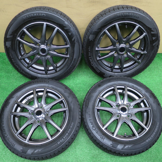 バリ溝！22年！キレイ！9.5分★スタッドレス 155/65R14 クムホ ウィンター クラフト アイス wi61 社外 アルミ 14インチ PCD100/4H★5120701NKス