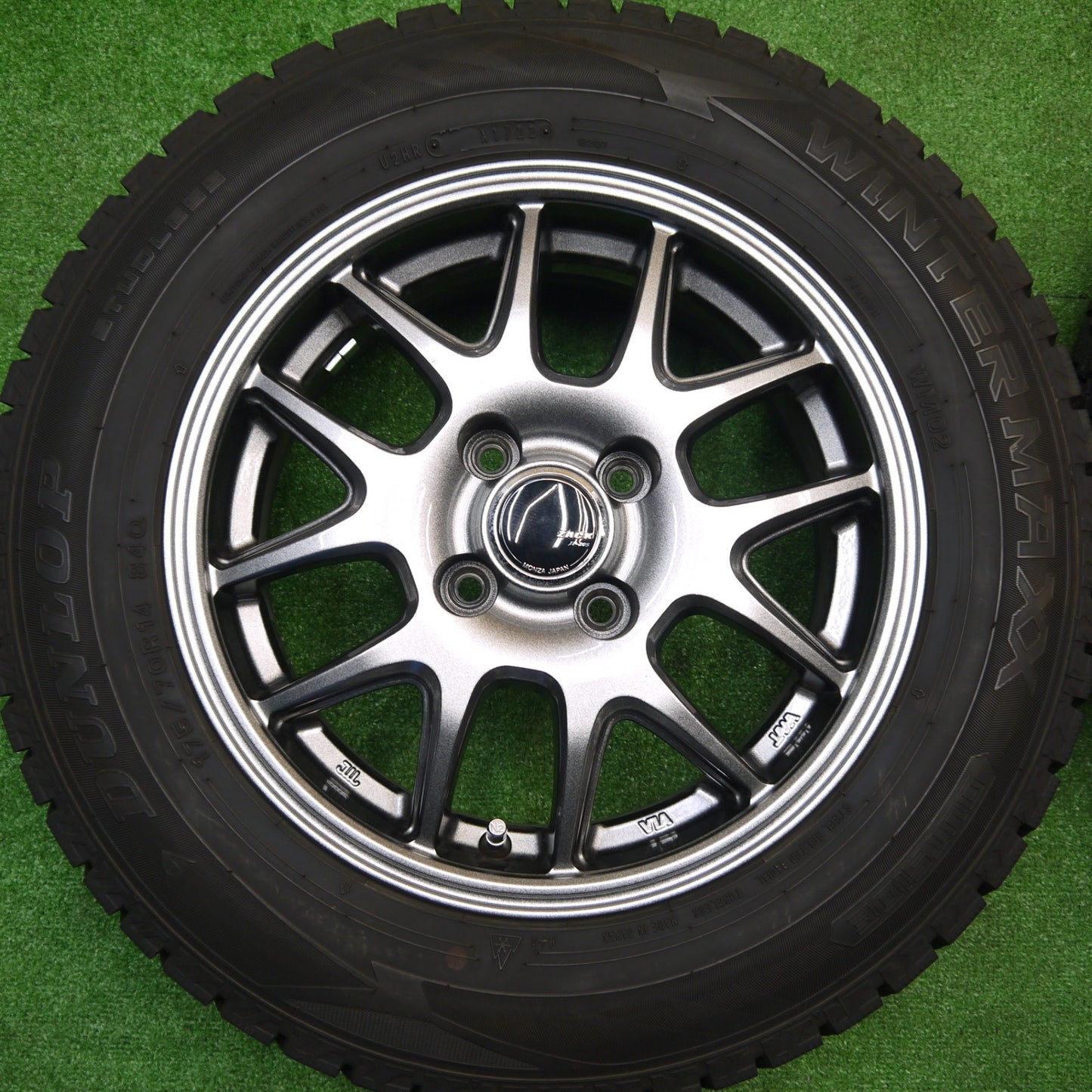 バリ溝！22年！キレイ！9.5分★スタッドレス 175/70R14 ダンロップ ウインターマックス WM02 ZACK JP-205 MONZA ザック 14インチ PCD100/4H★5102206Hス