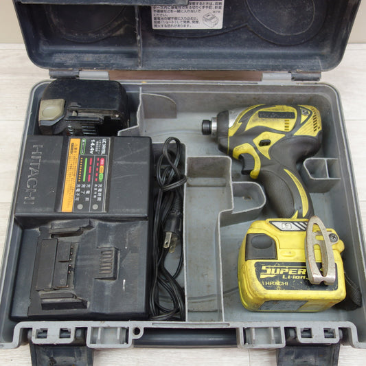 [送料無料] バッテリー2個付☆日立 コードレス インパクトドライバ WH14DBAL 電動 工具 充電器 UC14YSL☆