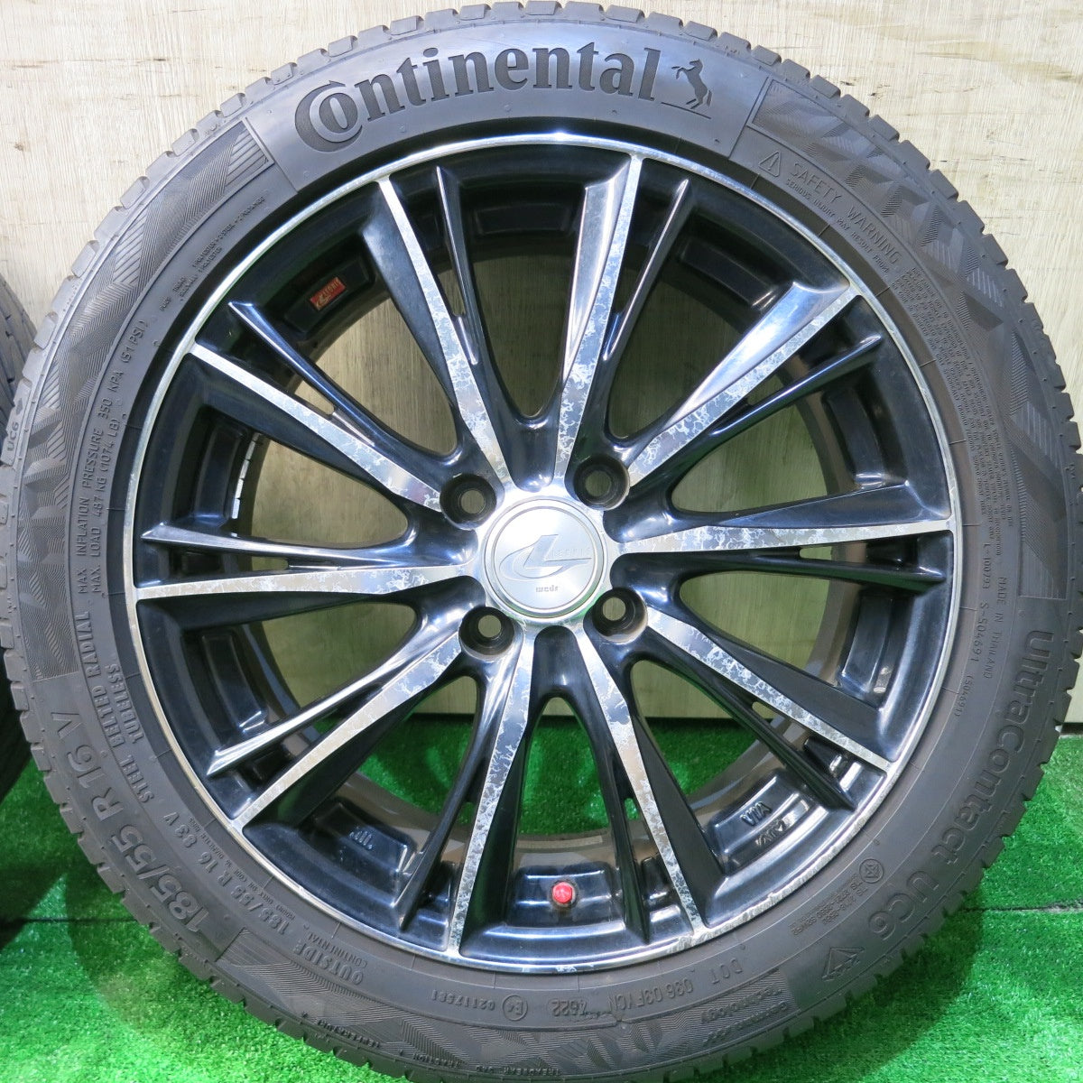 バリ溝！22年！9.5分★LEONIS WX 185/55R16 コンチネンタル ウルトラコンタクト UC6 16インチ レオニス PCD100/4H★5050207HAノ