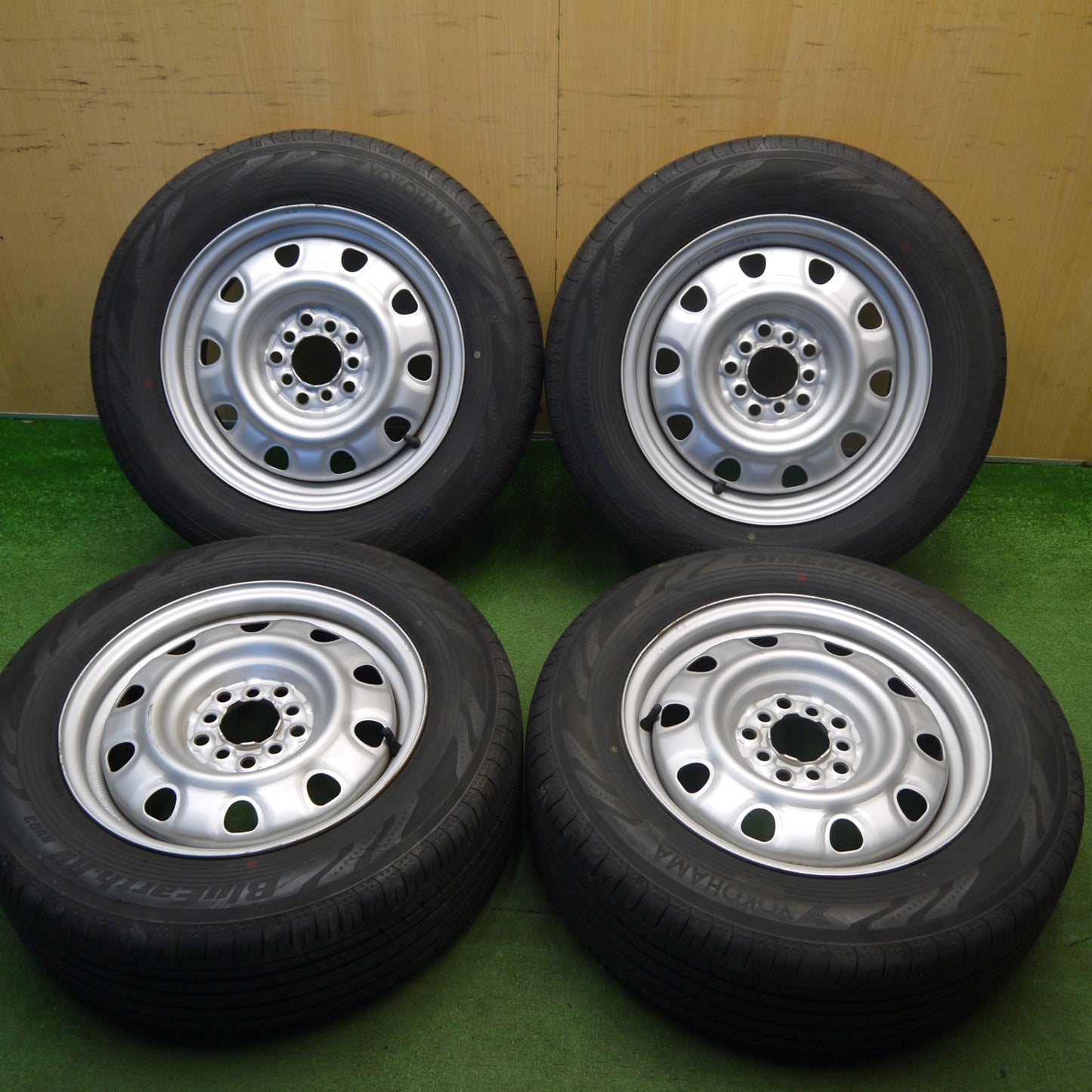 バリ溝！22年！キレイ！9.5分★195/65R15 ヨコハマ BluEarth-RV RV03 スチール ホイール ブルーアース 15インチ PCD100 114.3/5H マルチ★6033001Hノ