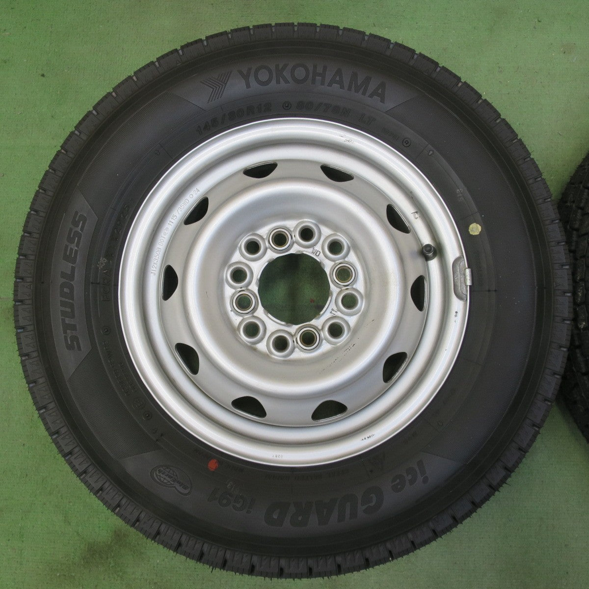 ほぼ未使用！25年！キレイ★スタッドレス 145/80R12 80/78N ヨコハマ アイスガード iG91 スチール ホイール 12インチ PCD100 110 114.3/4H マルチ★6041403イス