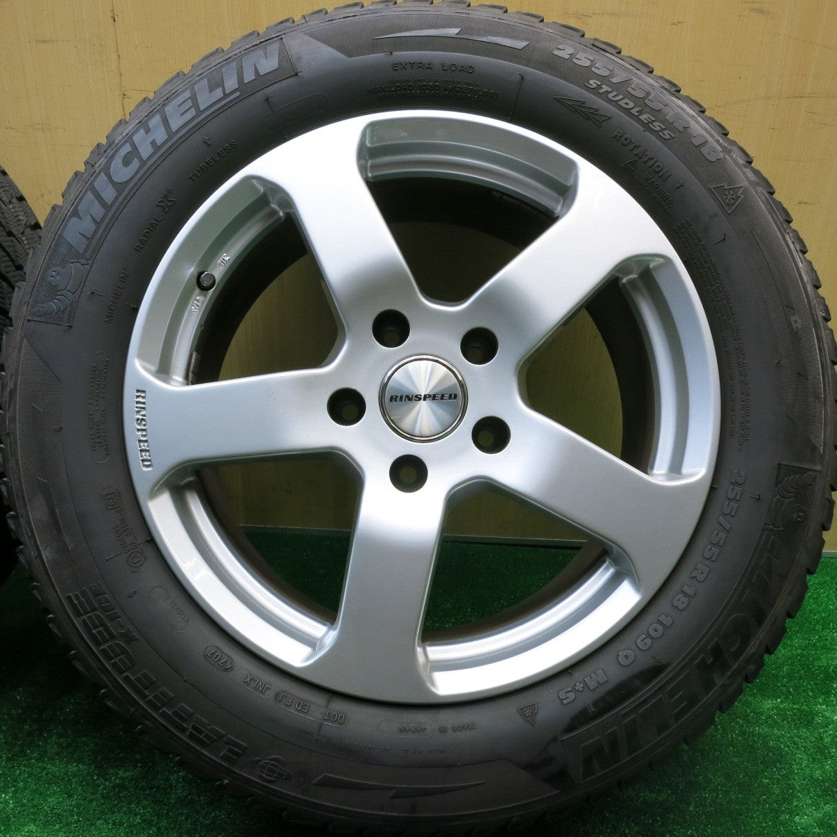 バリ溝！9.5分★ワーゲン トゥアレグ 等 RINSPEED C5/ES 255/55R18 スタッドレス ミシュラン LATITUDE X-ICE 18インチ リンスピード PCD130/5H★5100905HAス
