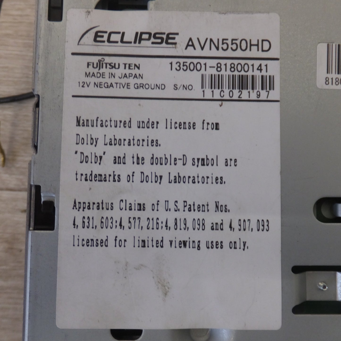 [送料無料] ★富士通テン イクリプス ECLIPSE HDDナビゲーション AVN550HD[29]★