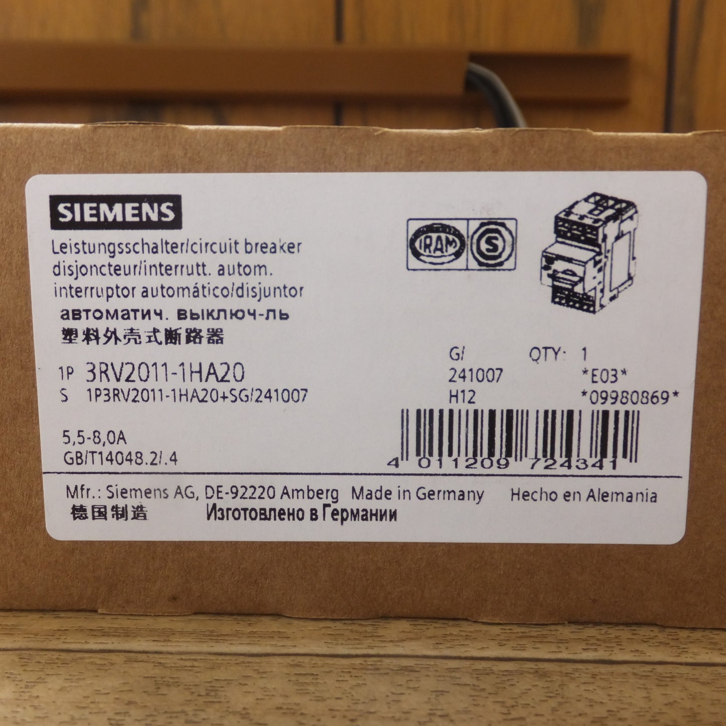 [送料無料] 未使用★シーメンス SIEMENS モータ保護回路ブレーカ 3RV2011-1HA20 塑料外売式断路器★