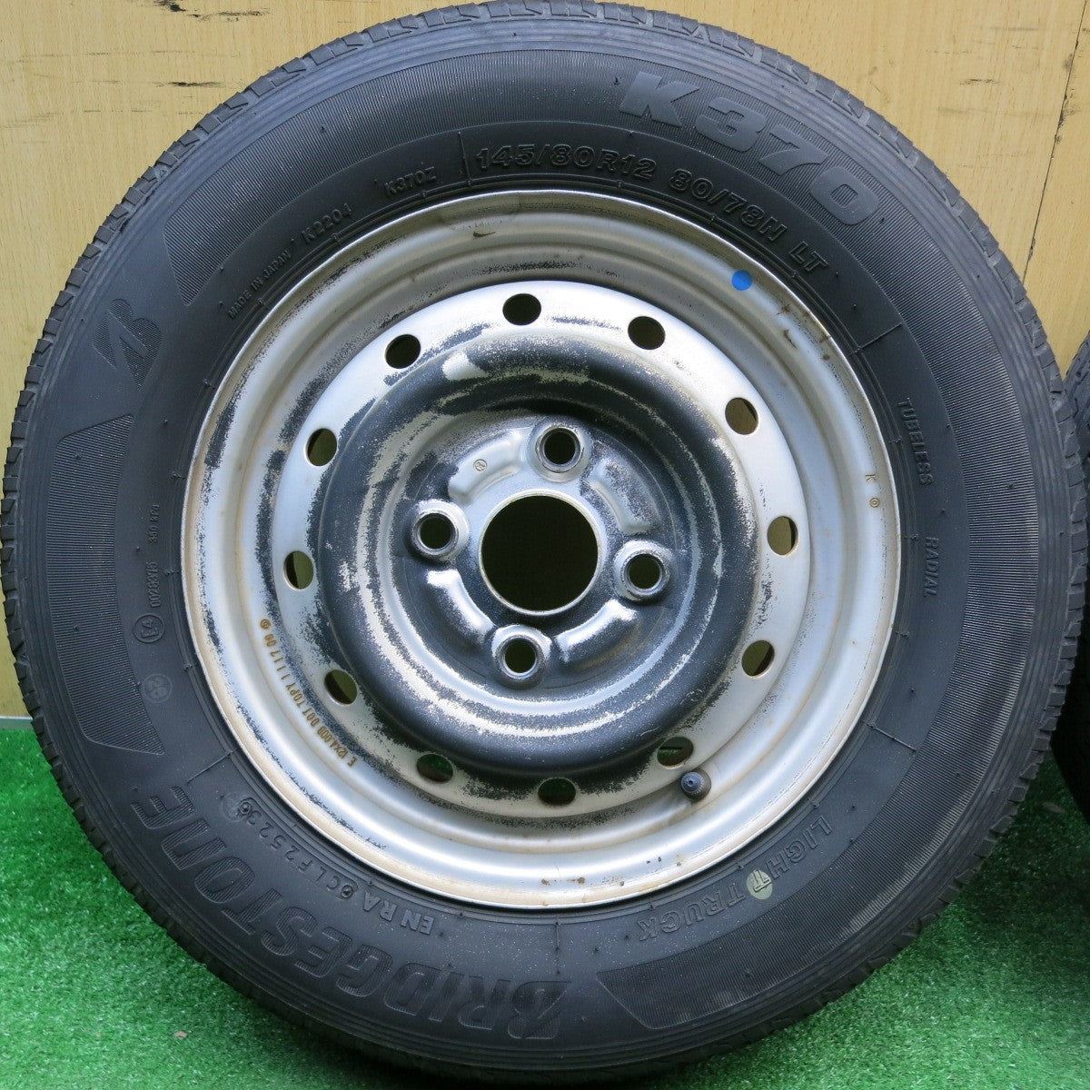 4本価格！23年★145/80R12 80/78N ブリヂストン K370 スチール ホイール 12インチ PCD100/4H★6022305HAノ