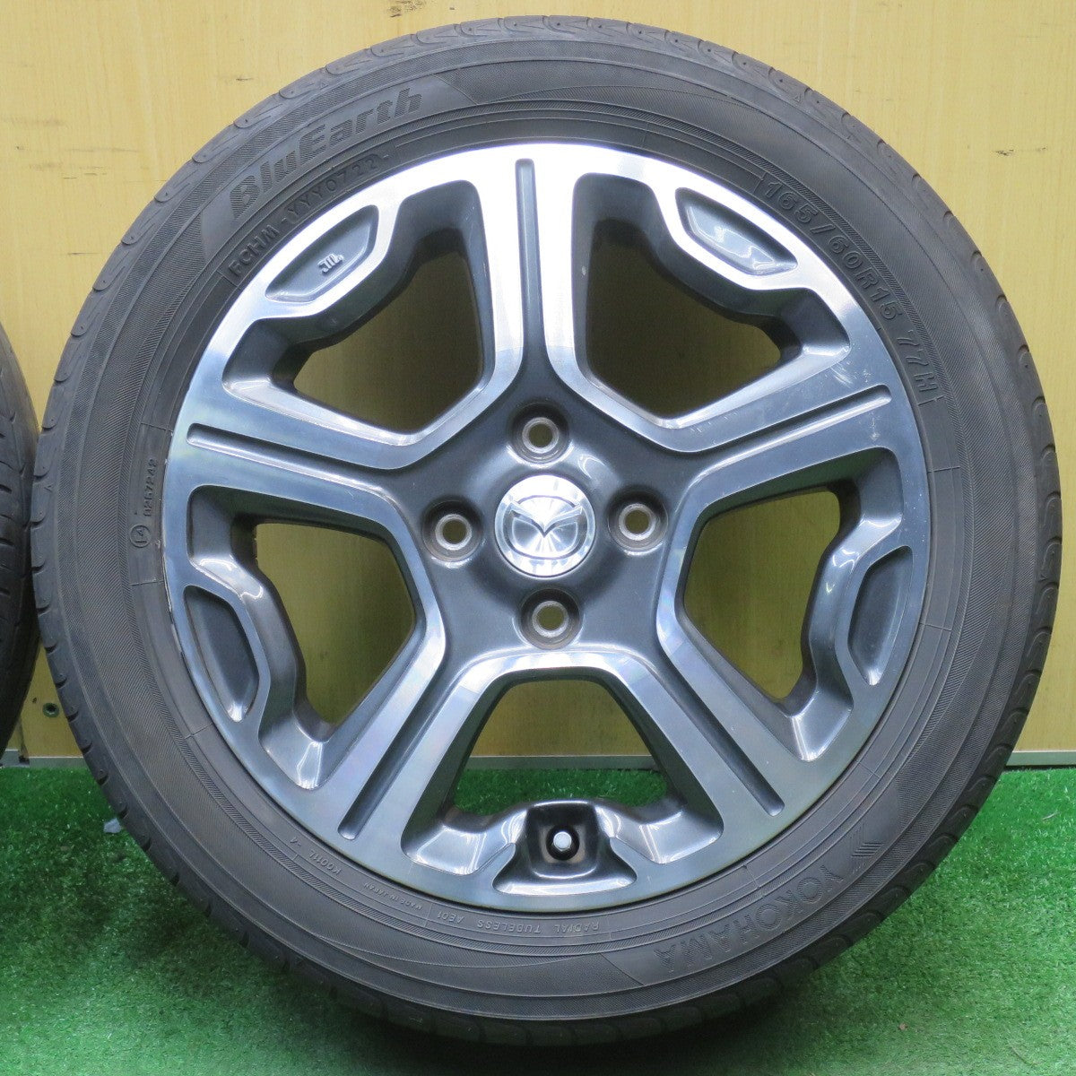 4本価格！22年★マツダ フレア クロスオーバー スズキ ハスラー 純正 165/60R15 ヨコハマ ブルーアース AE01 15インチ PCD100/4H★6021103NJノ