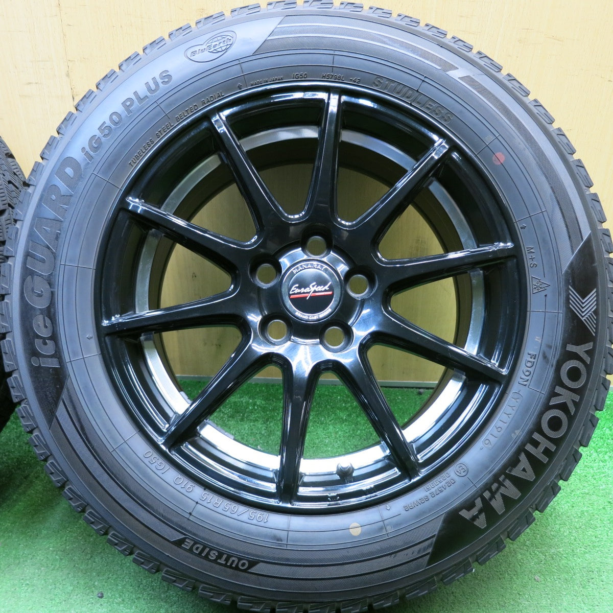 バリ溝！9分★プリウス 等 195/65R15 スタッドレス ヨコハマ アイスガード iG50 プラス EuroSpeed MANARAY SPORT ユーロスピード 15インチ PCD100/5H★6032807HAス