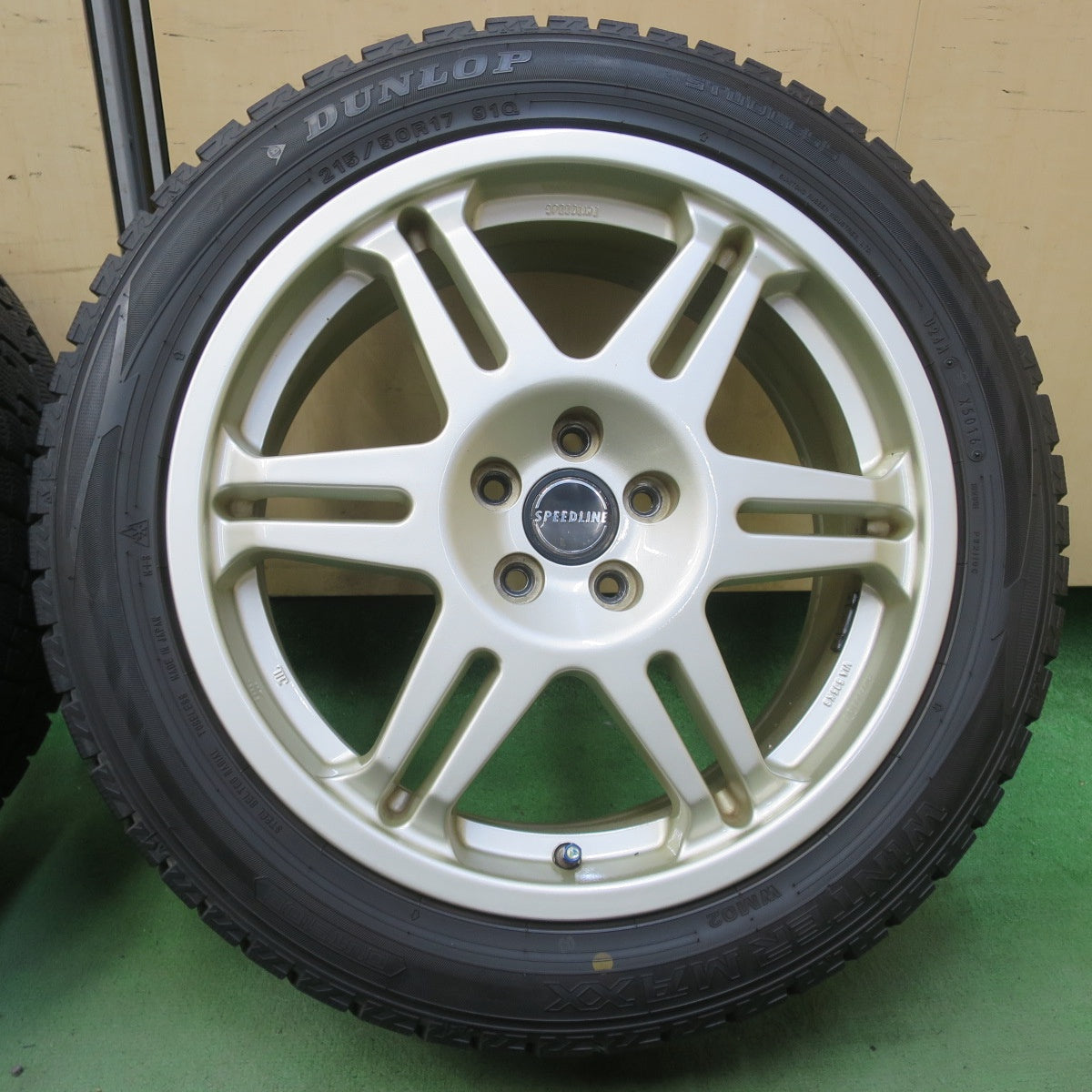 バリ溝！9.5分★インプレッサ 等 215/50R17 スタッドレス ダンロップ ウインターマックス WM02 SPEEDLINE スピードライン 17インチ PCD100/5H★6042005イス