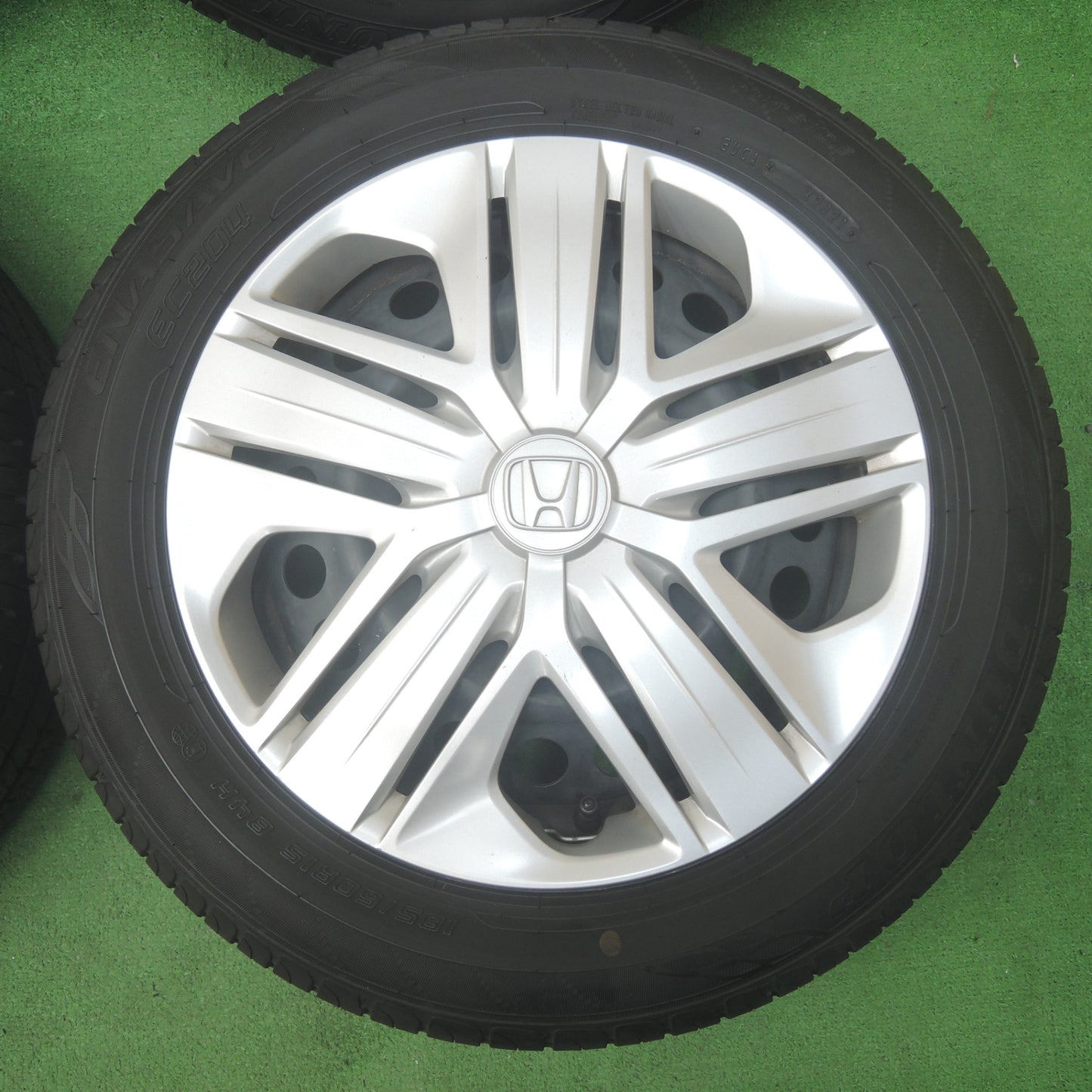 *送料無料* バリ溝！21年！9.5分★ホンダ フィット 純正 スチール 185/60R15 ダンロップ エナセーブ EC204 15インチ PCD100/4H★4042801KMノ