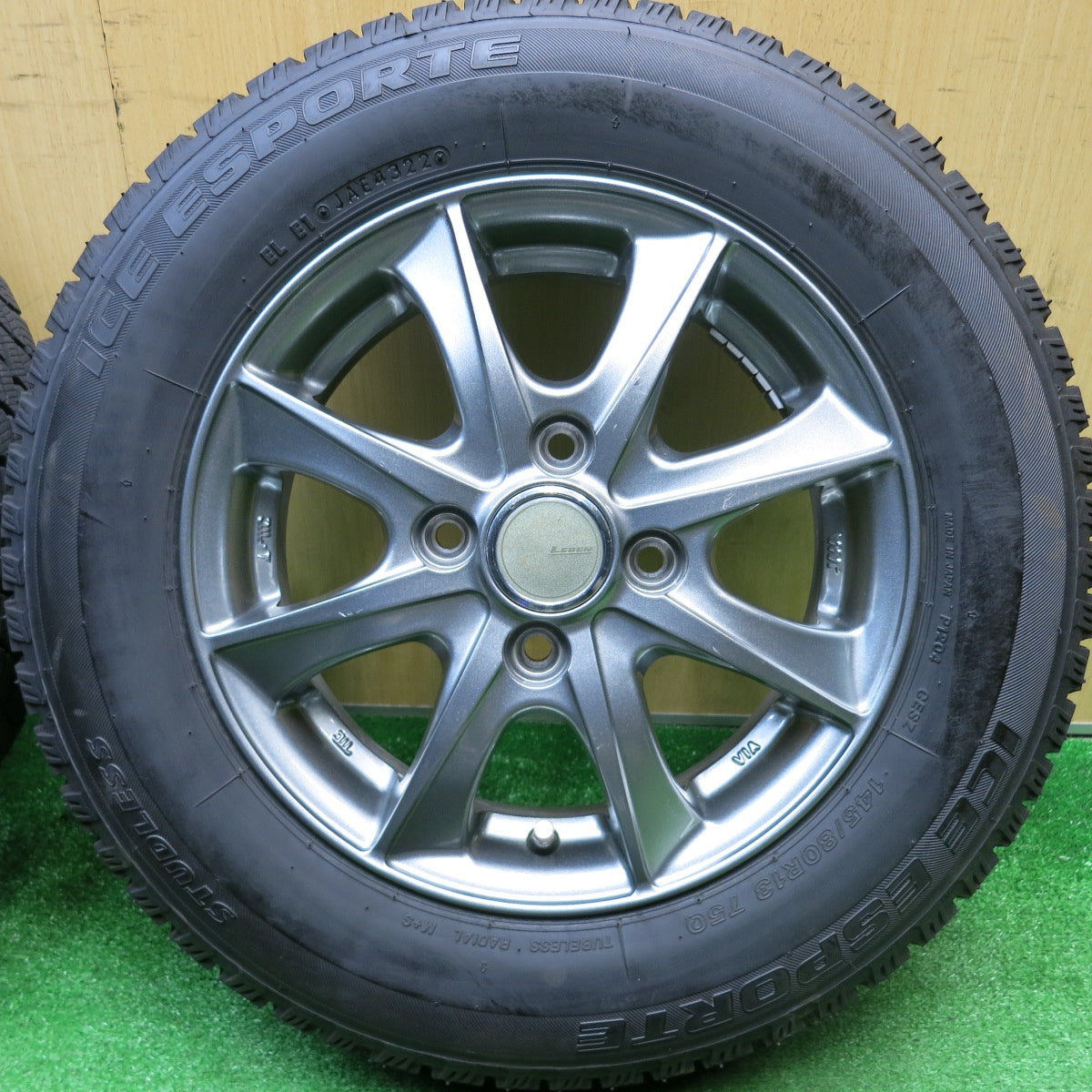 バリ溝！22年！9.5分以上★スタッドレス 145/80R13 アイスエスポルテ LEBEN BX レーベン 13インチ PCD100/4H★5123108HAス