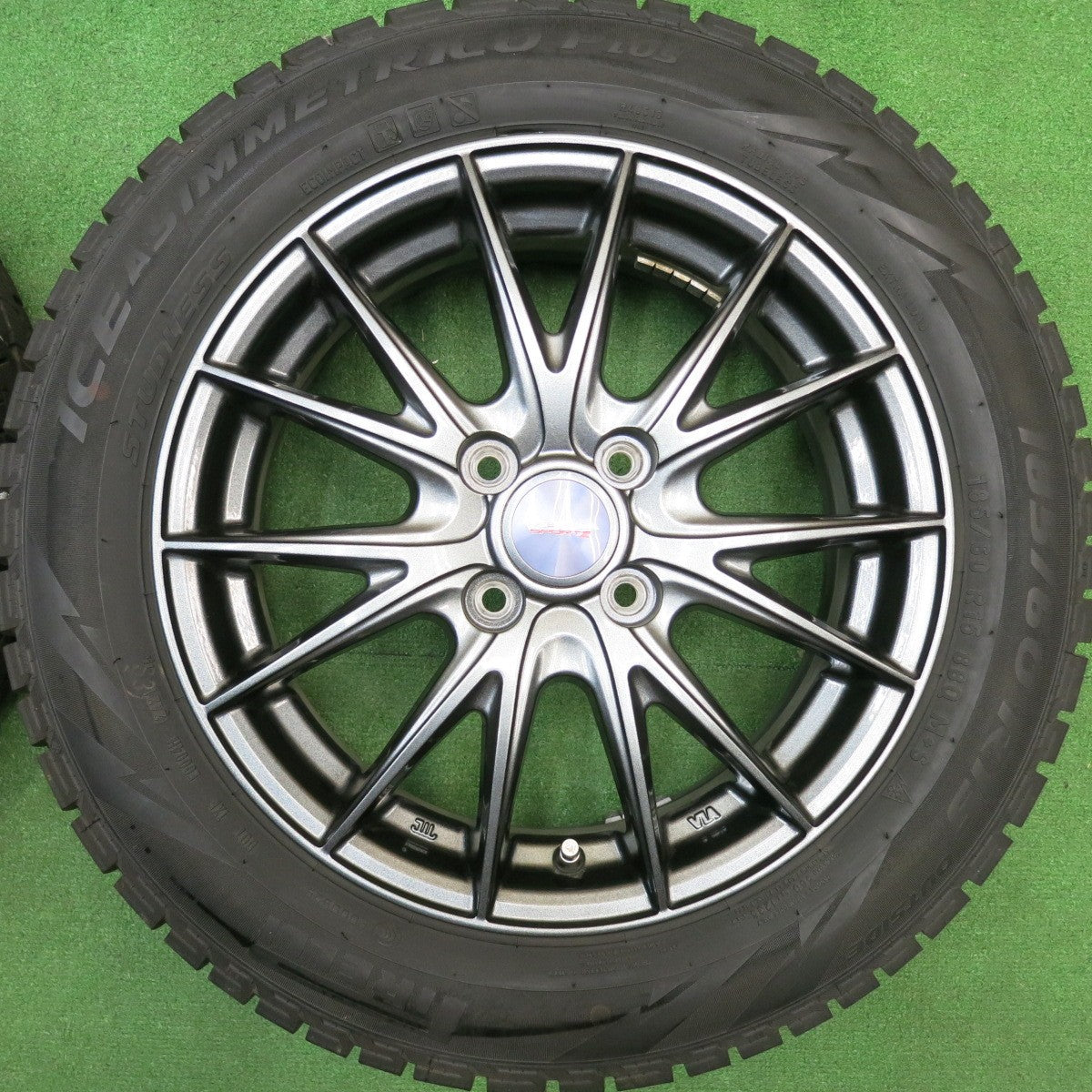 バリ溝！21年！キレイ！8.5分★スタッドレス 185/60R15 ピレリ アイス アシンメトリコ プラス VELVA SPORTZ ヴェルヴァ 15インチ PCD100/4H★5122003HAス