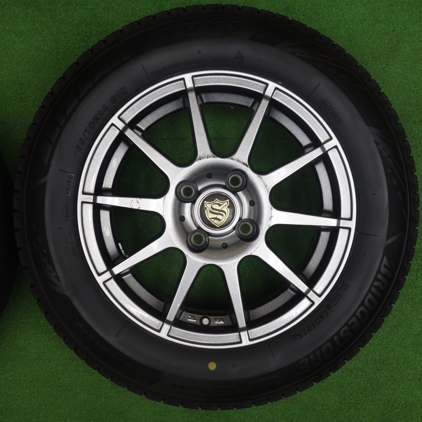 バリ溝！25年！ほぼ10分◎スタッドレス 165/70R14 ブリヂストン ブリザック VRX3 社外 アルミ 14インチ PCD100/4H◎6081001KTス