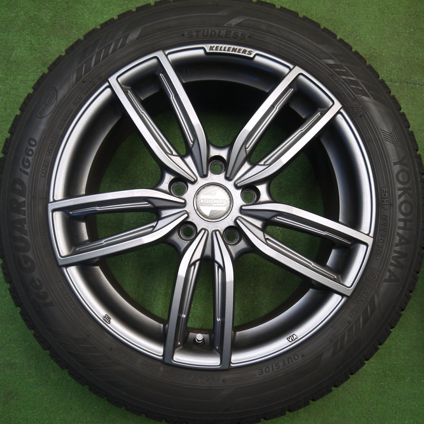 バリ溝！キレイ！9分★BMW MINI 等 Kelleners sport Jr GF5 205/55R17 スタッドレス ヨコハマ アイスガード iG60 ケレナーズ スポーツ ジュニア 17インチ PCD112/5H★6012605Hス