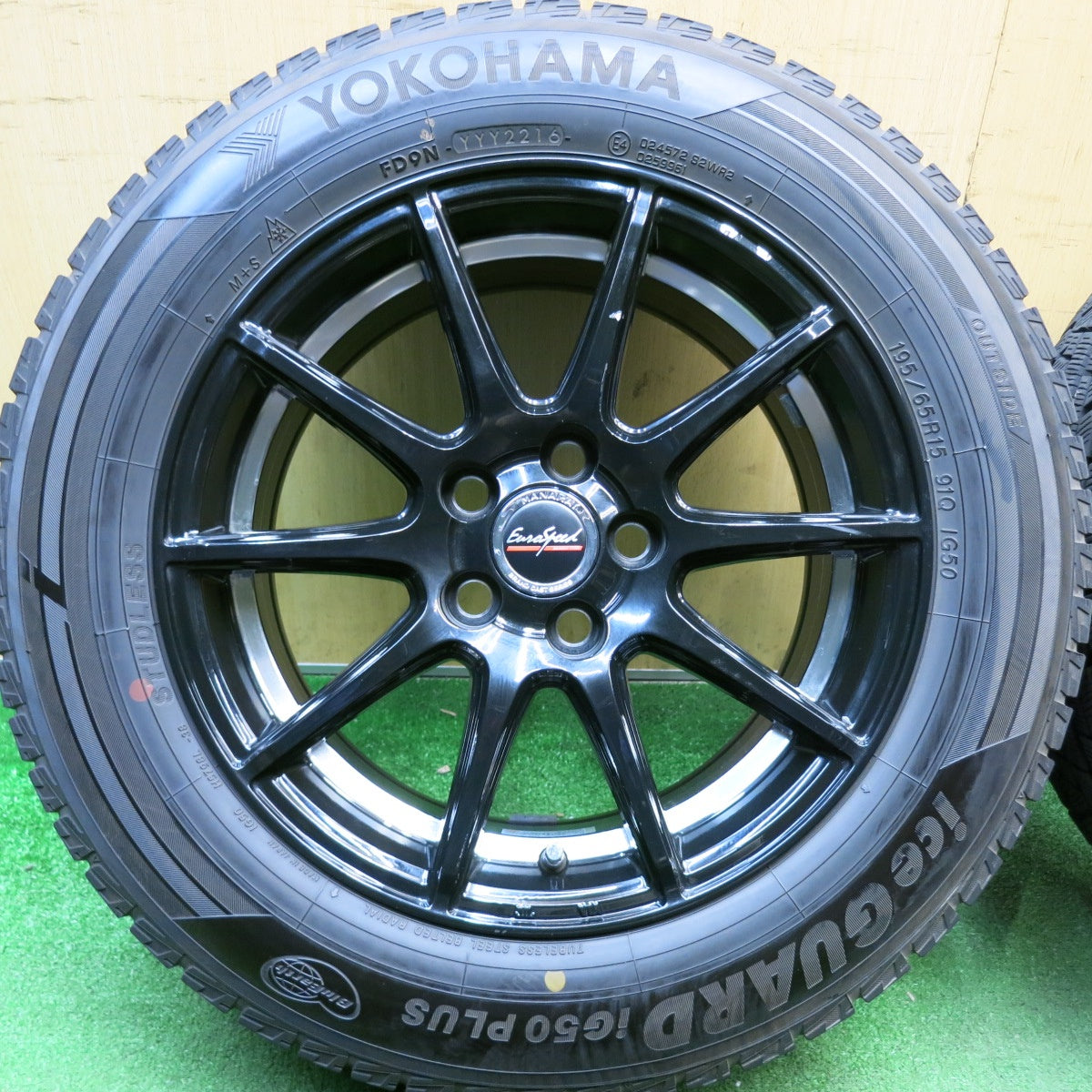 バリ溝！9分★プリウス 等 195/65R15 スタッドレス ヨコハマ アイスガード iG50 プラス EuroSpeed MANARAY SPORT ユーロスピード 15インチ PCD100/5H★6032807HAス