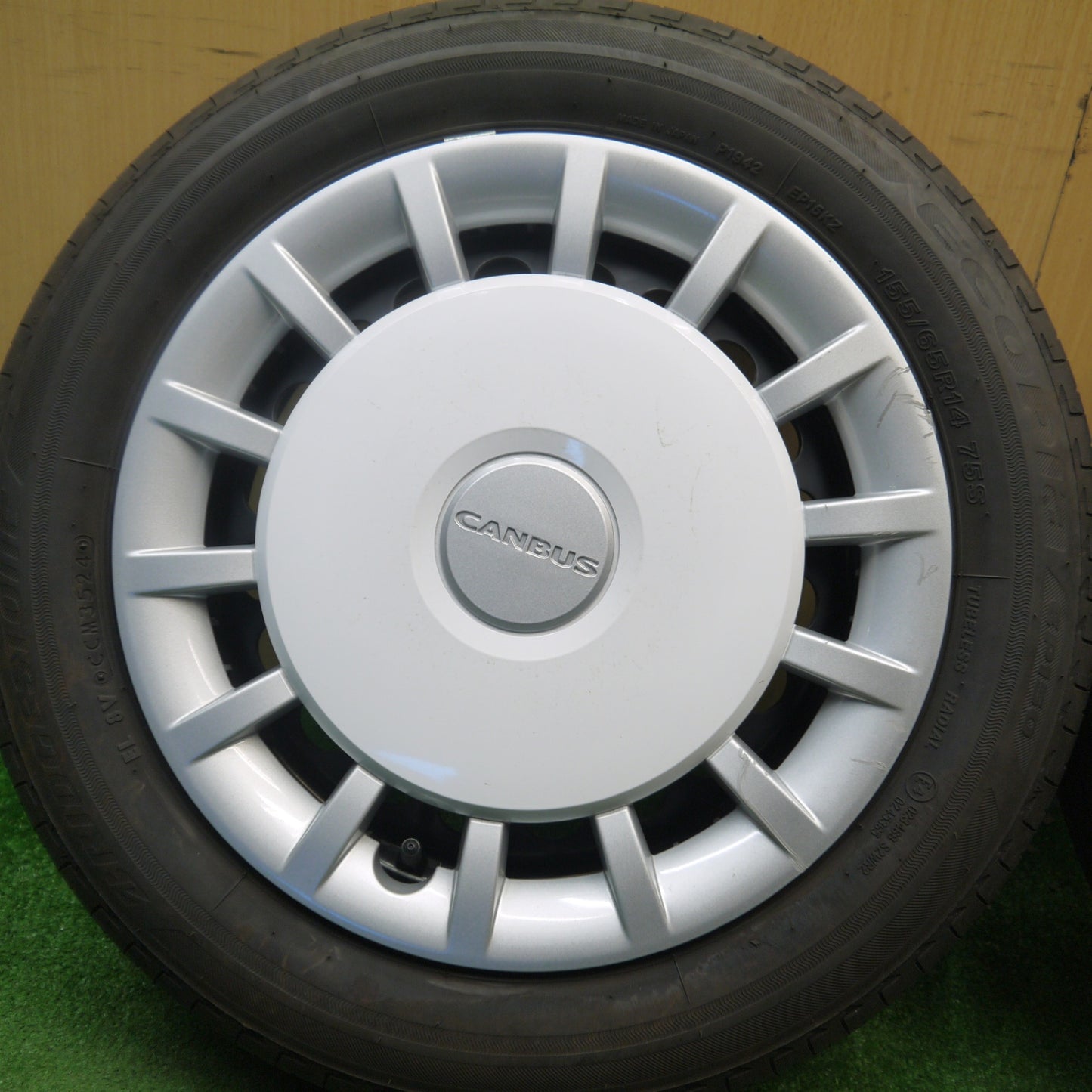 4本価格！24年★ダイハツ ムーヴ キャンバス ストライプス G 純正 スチール 155/65R14 ブリヂストン エコピア EP150 14インチ PCD100/4H★6012004Hノ