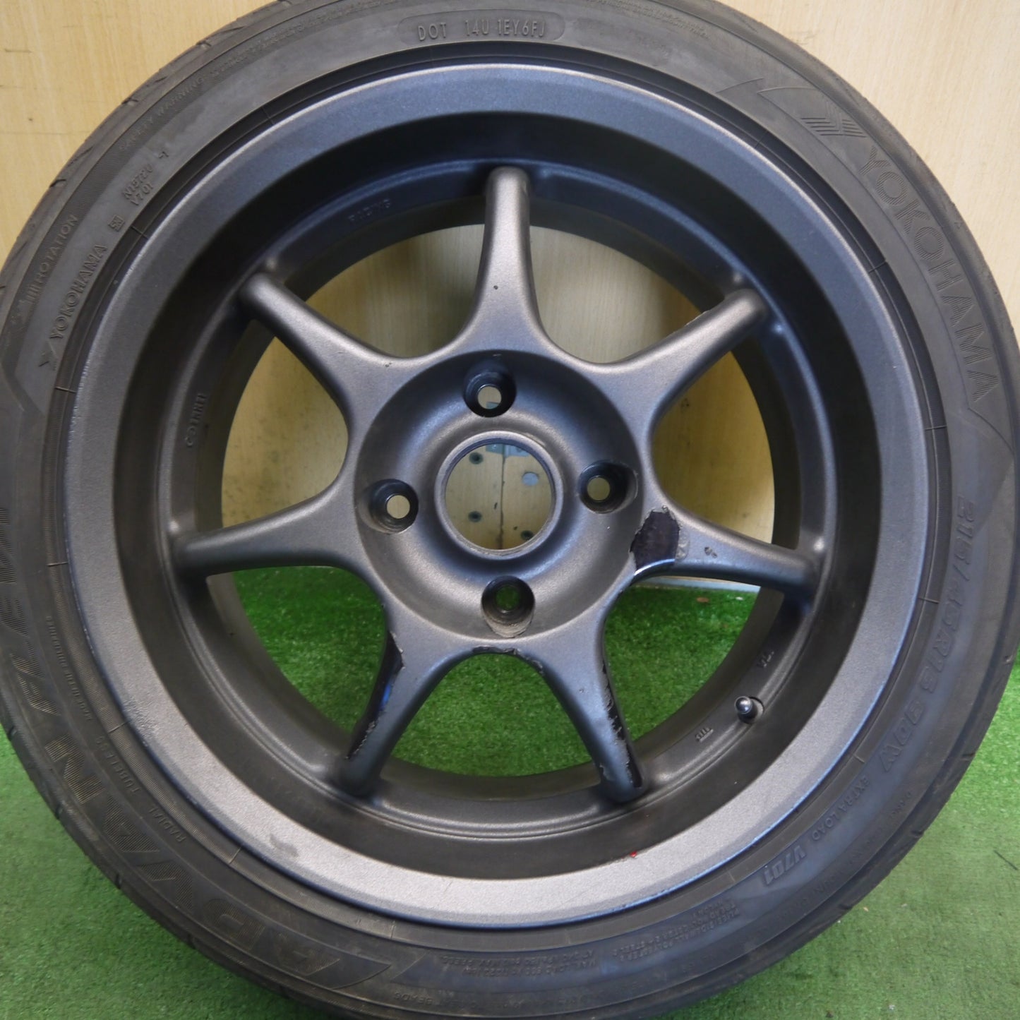バリ溝！25年！9分！1本◎215/45R16 ヨコハマ アドバン FLEVA ENKEI Racing S エンケイ レーシング 16インチ PCD114.3/4H◎6061202Hノ