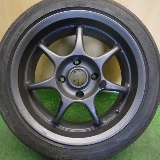 バリ溝！25年！9分！1本◎215/45R16 ヨコハマ アドバン FLEVA ENKEI Racing S エンケイ レーシング 16インチ PCD114.3/4H◎6061202Hノ
