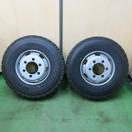 タイヤほぼ未使用！21年！キレイ！2本★トラック タイヤ 225/90R17.5 127/125L スタッドレス ブリヂストン W910 スチール ホイール MAXION9 17.5インチ PCD222.25/6H★5050902ナス