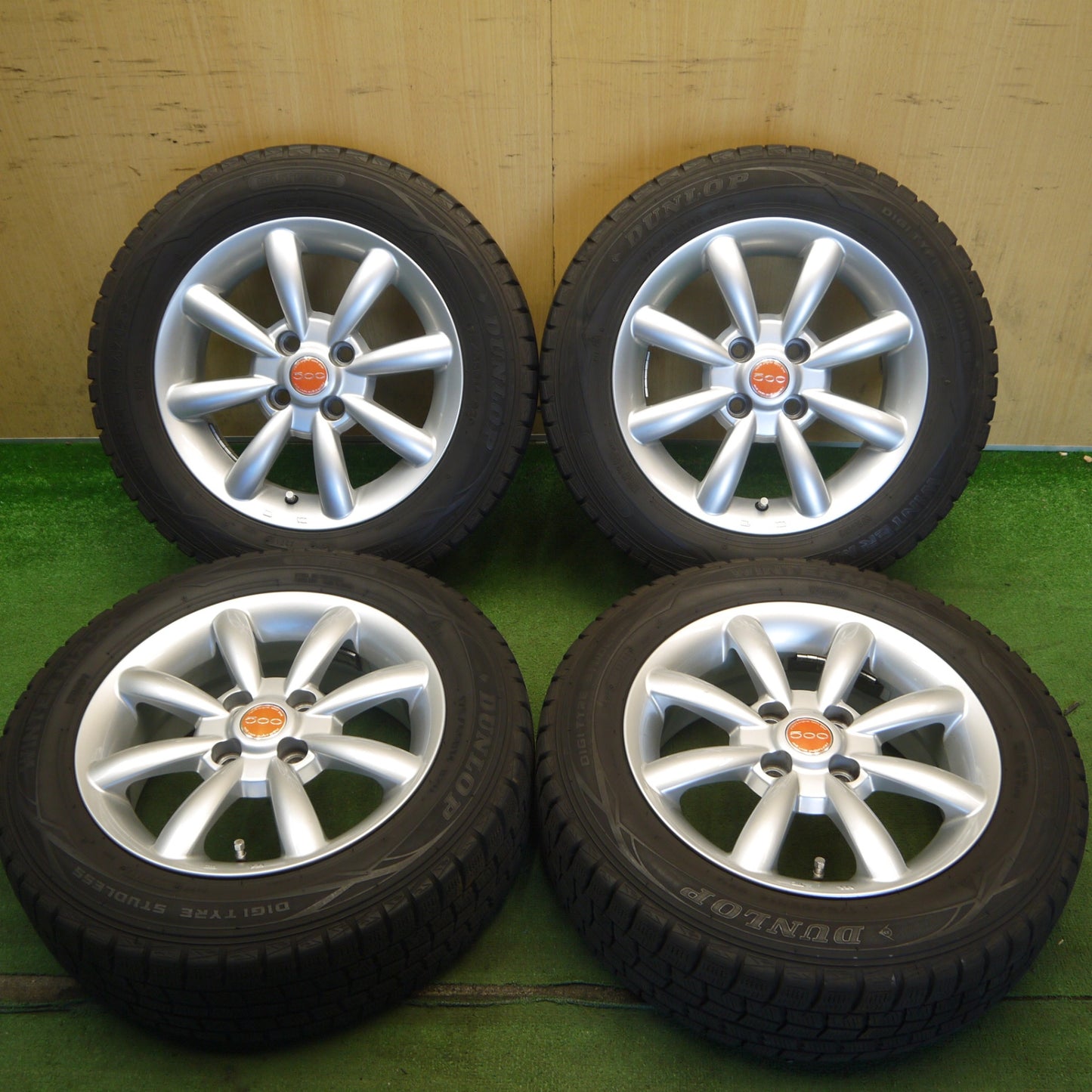 キレイ◎FIAT フィアット 500 TARGA AGA 500 175/65R14 スタッドレス ダンロップ ウインターマックス WM01 14インチ PCD98/4H◎6071502Hス
