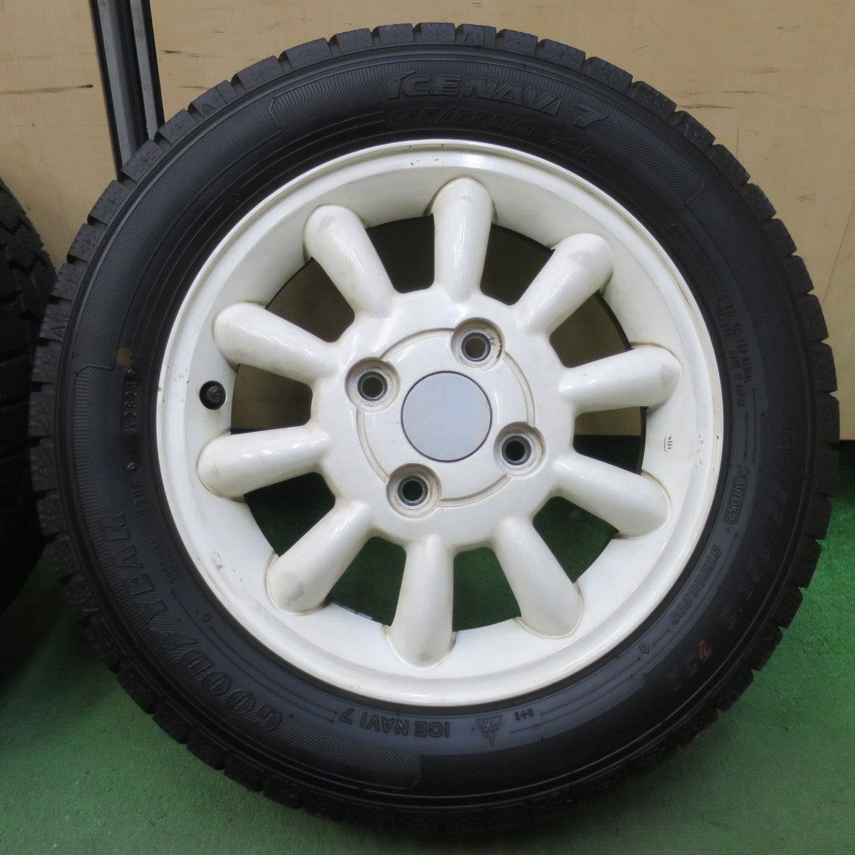 ほぼ未使用！24年★スズキ HE21S アルト ラパン 純正 155/65R13 スタッドレス グッドイヤー アイスナビ7 13インチ PCD100/4H★5111213イス