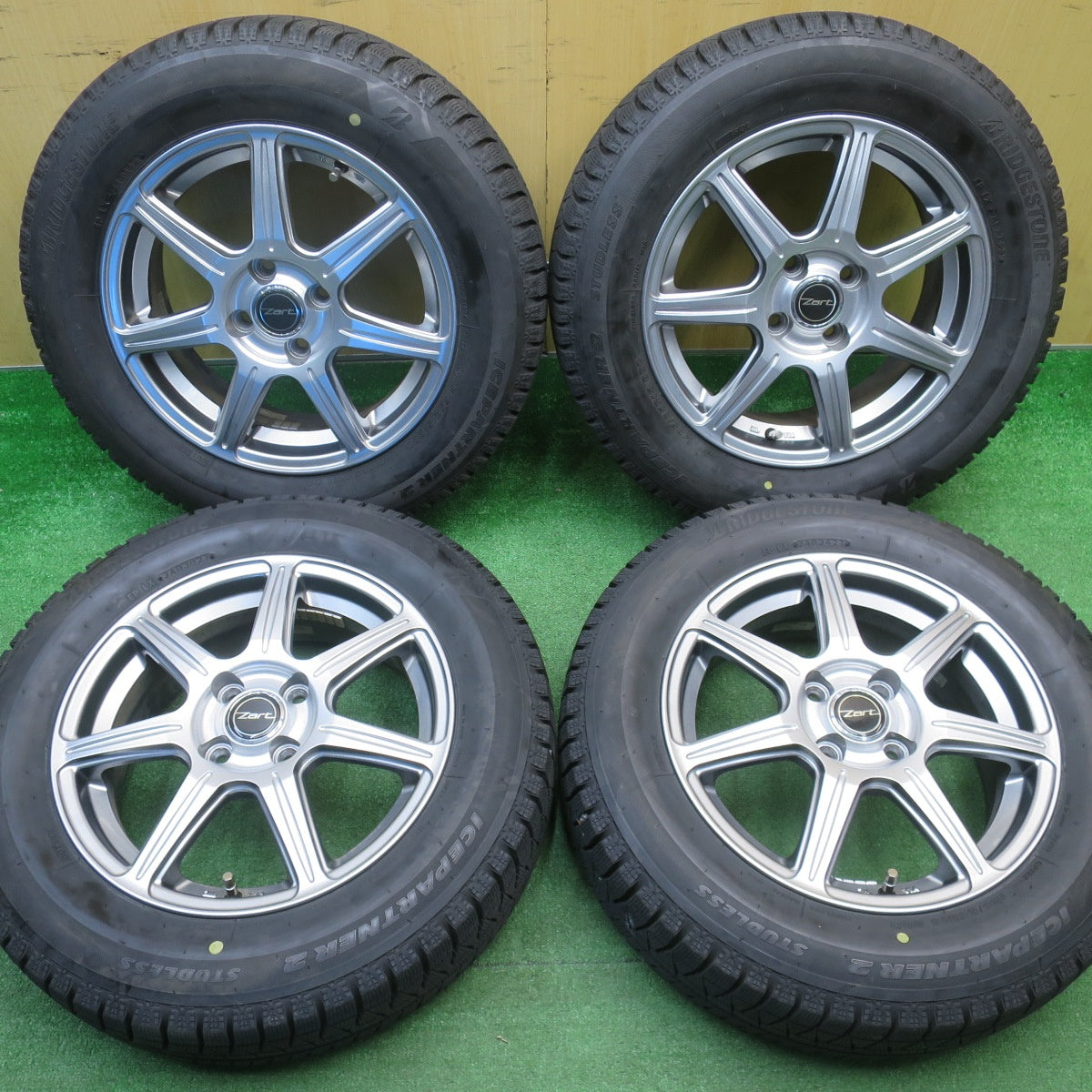 バリ溝！21年！キレイ！9分★スタッドレス 185/65R15 ブリヂストン アイスパートナー2 Zart R7 社外 アルミ 15インチ PCD100/4H★5120409NJス
