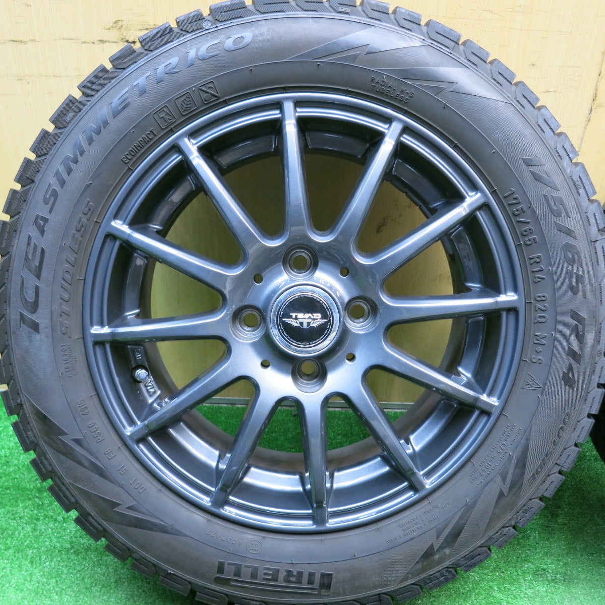 バリ溝！9.5分★スタッドレス 175/65R14 ピレリ アイスアシンメトリコ TEAD テッド 14インチ PCD100/4H★5050512HAス