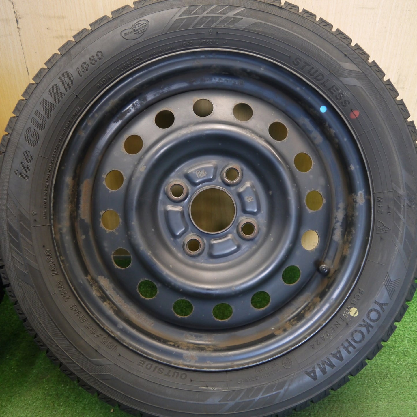 バリ溝！24年！9.5分以上★スタッドレス 155/65R14 ヨコハマ アイスガード iG60 スチール ホイール 14インチ PCD100/4H★6041406Hス