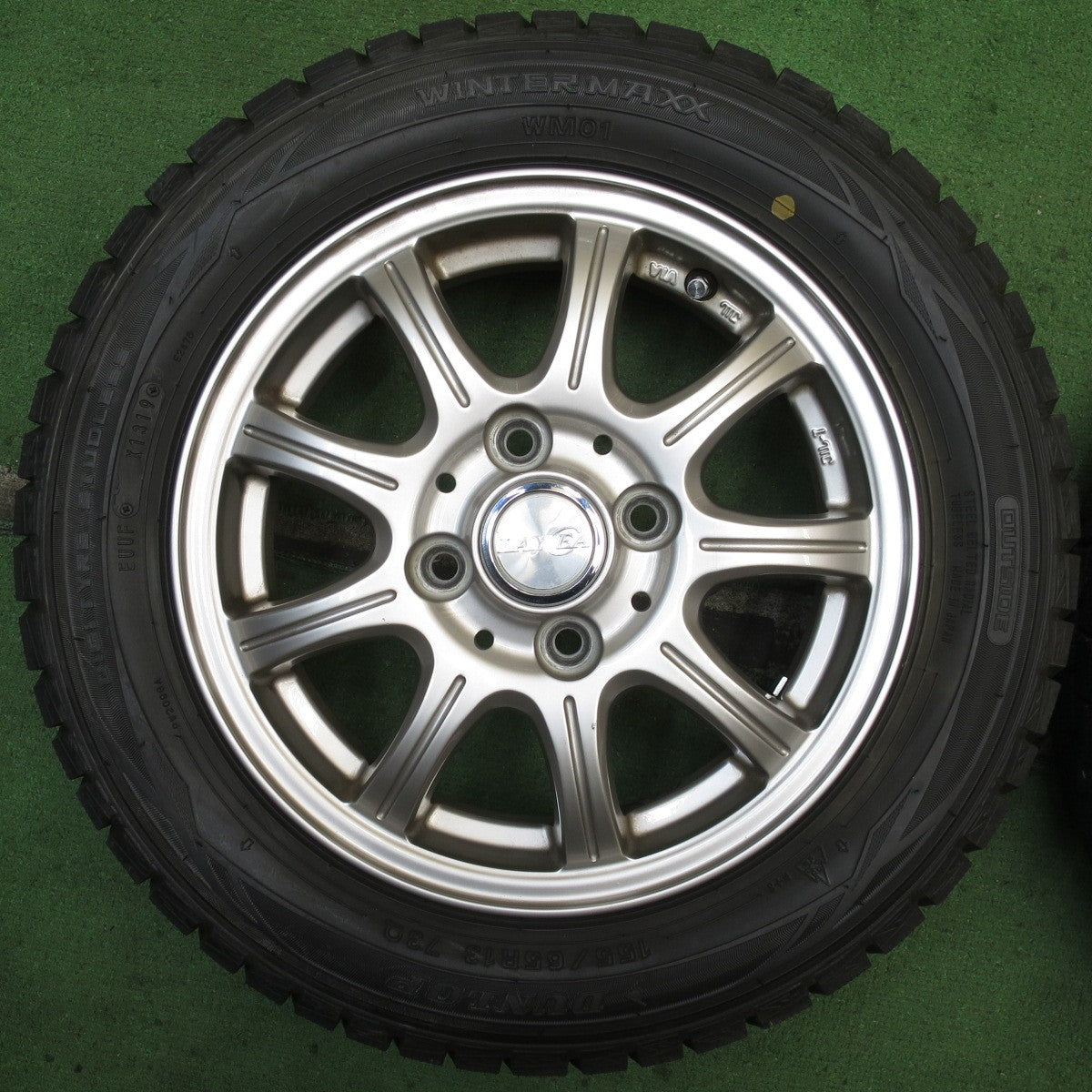 ほぼ未使用！キレイ★スタッドレス 155/65R13 ダンロップ ウインターマックス WM01 LAYCEA レイシア 13インチ PCD100/4H★5081105NJス