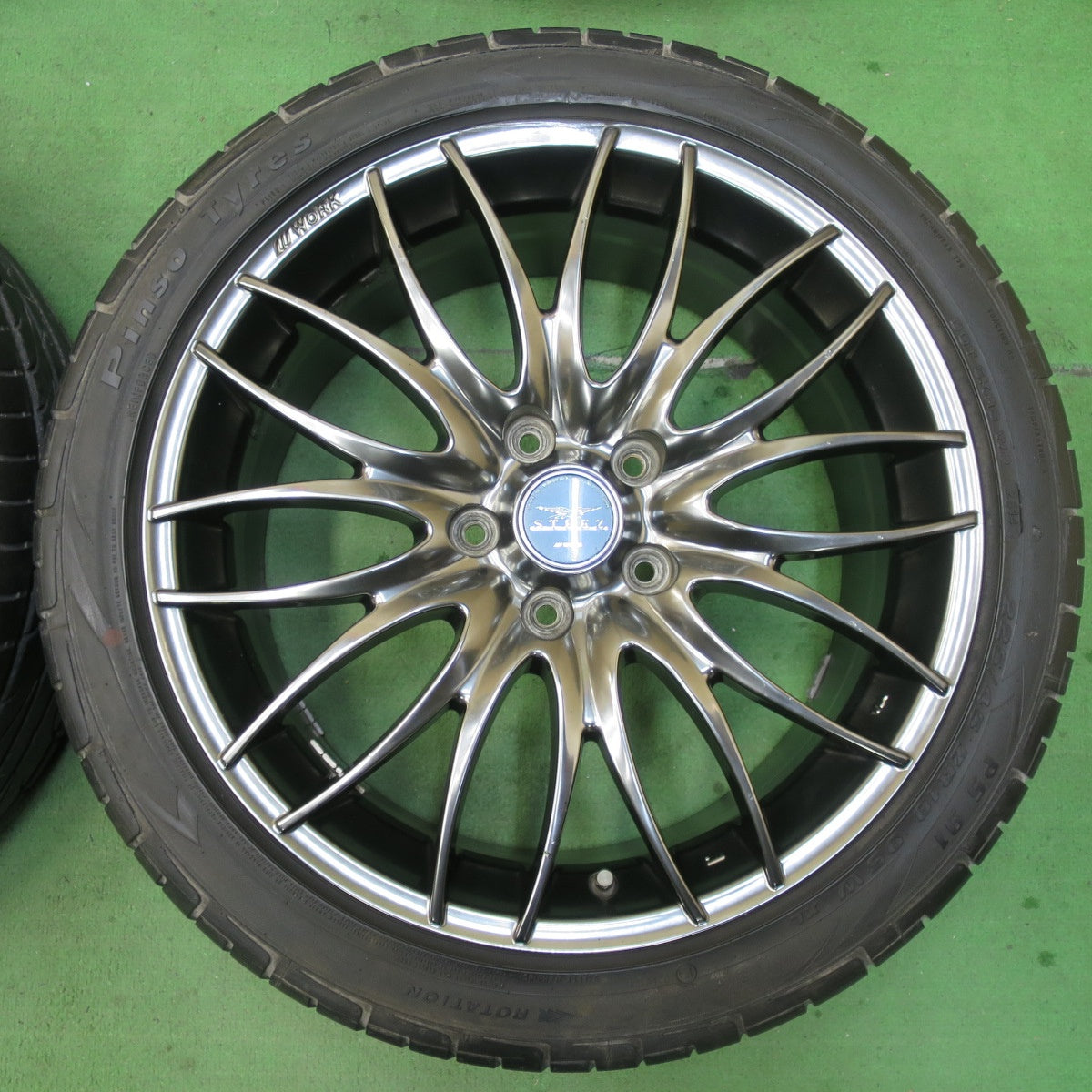 [送料無料] バリ溝！9.5分★WORK STEEZ 225/45R18 ピンソ PS91 ワーク スティーズ 18インチ PCD114.3/5H★5020907IMノ