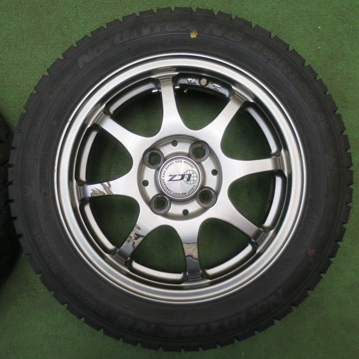 超バリ溝！23年！キレイ！9.5分以上★スタッドレス 155/65R14 オートバックス ノーストレック N5 LCZ 社外 アルミ 14インチ PCD100/4H★6032401NJス