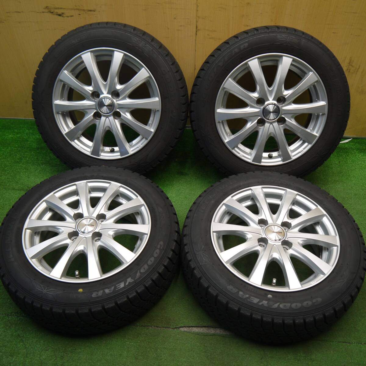 バリ溝！キレイ！8.5分★スタッドレス 165/65R14 グッドイヤー アイスナビ6 ravrion RS01 ラブリオン 14インチ PCD100/4H★5040401Hス