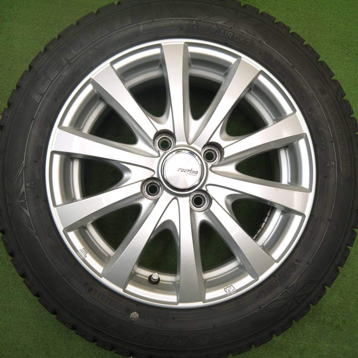 バリ溝！キレイ！8.5分★スタッドレス 165/65R14 グッドイヤー アイスナビ6 ravrion RS01 ラブリオン 14インチ PCD100/4H★5040401Hス