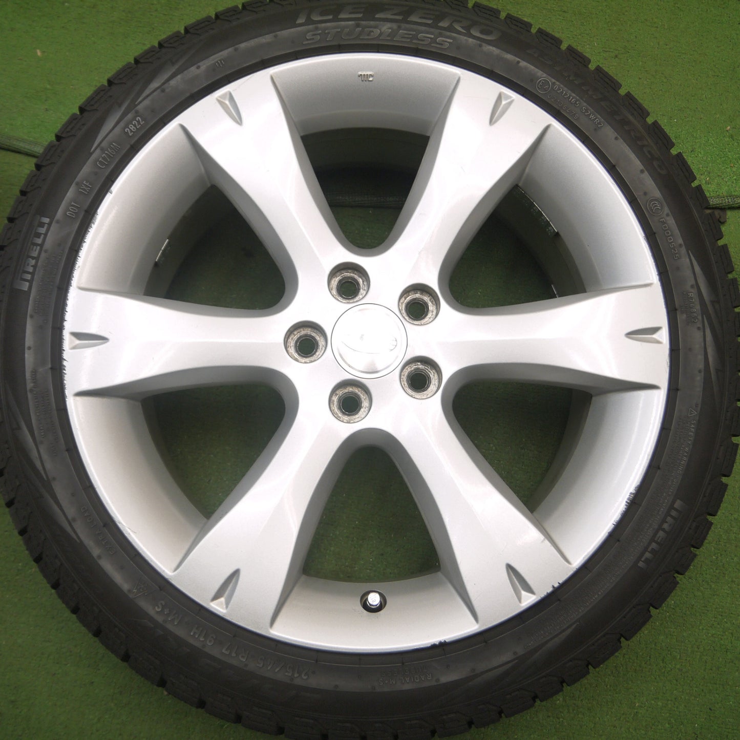*送料無料* バリ溝！22年！9.5分★スバル BP5 レガシィ 純正 215/45R17 スタッドレス ピレリ アイスゼロ アシンメトリコ PCD100/5H★4043008Hス
