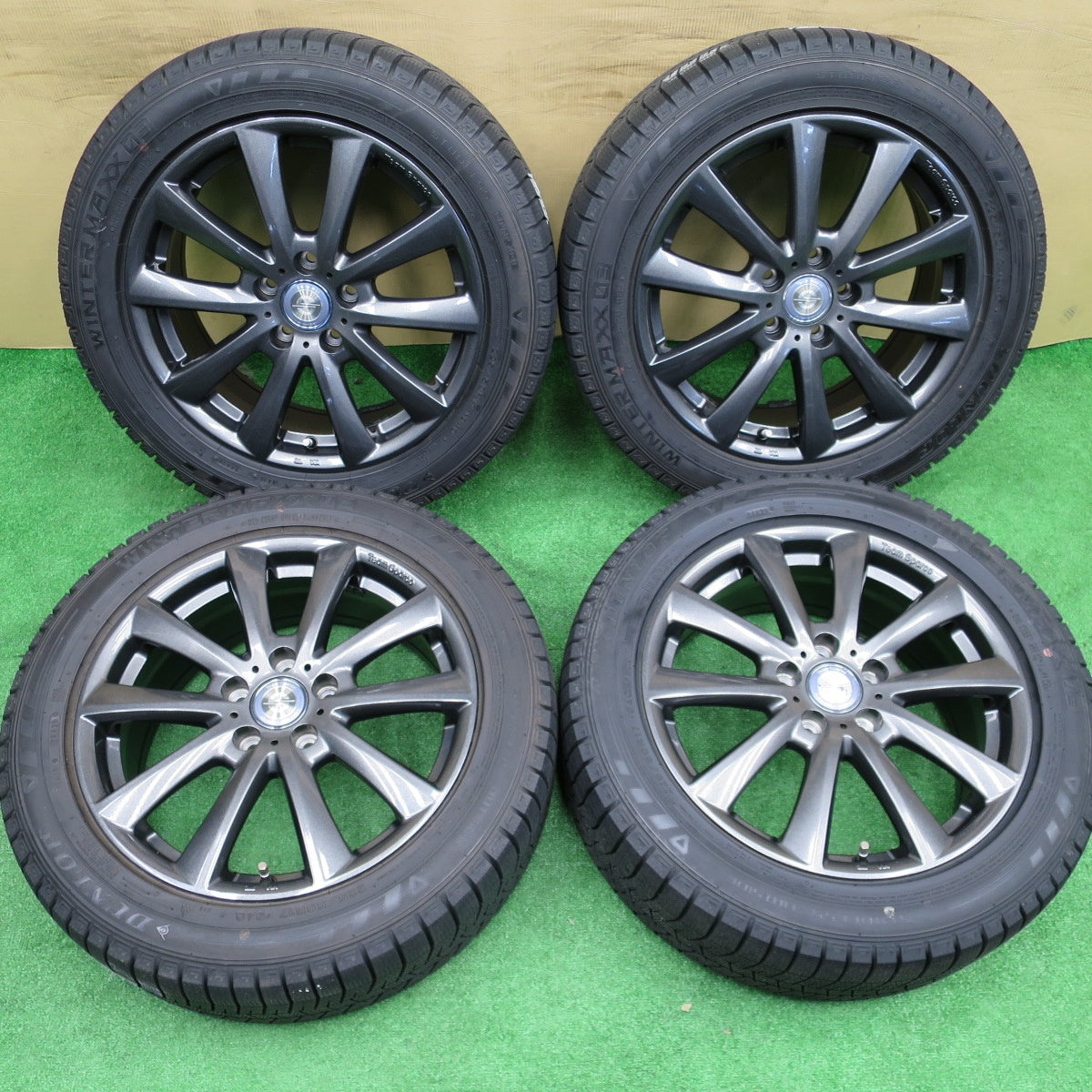 バリ溝！キレイ！9.5分★アウディ 等 225/50R17 スタッドレス ダンロップ ウインターマックス 03 Team Sparco チームスパルコ 17インチ PCD112/5H★5122903NKス