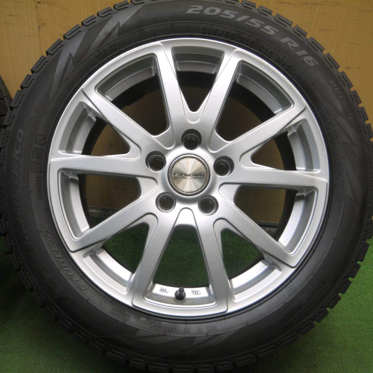 4本★ワーゲン等 EUROBAHN SPORTECHNIC 205/55R16 スタッドレス ピレリ アイスアシンメトリコ PCD112/5H★4061804Hス