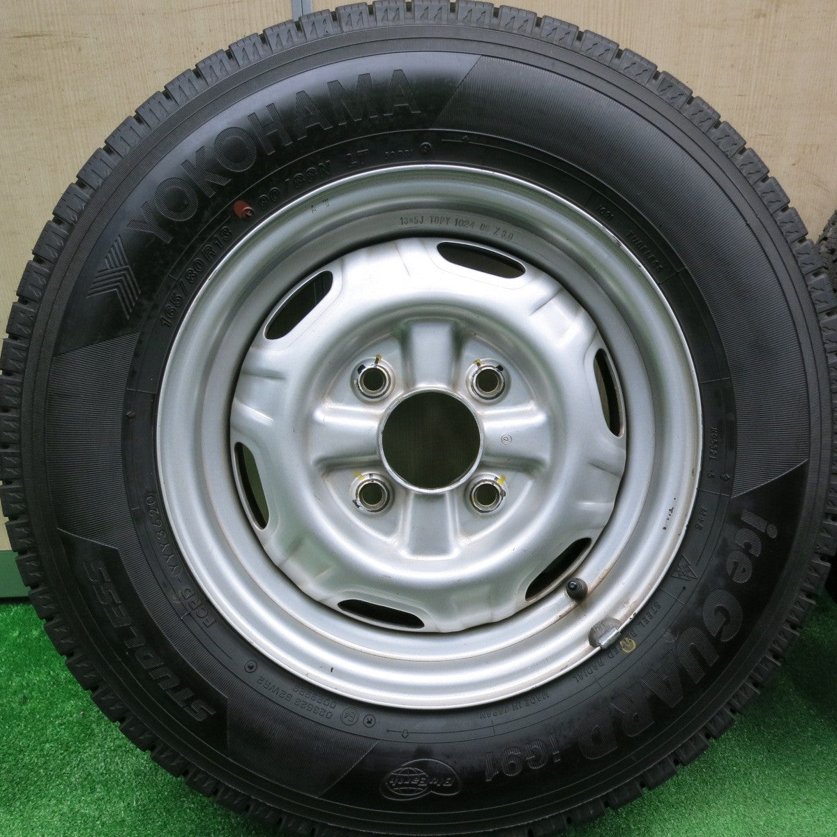 [送料無料] タイヤほぼ未使用！20年！キレイ★ライトエース タウンエース 等 225/50R12.5 165/80R13 スタッドレス ヨコハマ アイスガード iG91 SY01 スチール PCD114.3/4H★4111603HAス