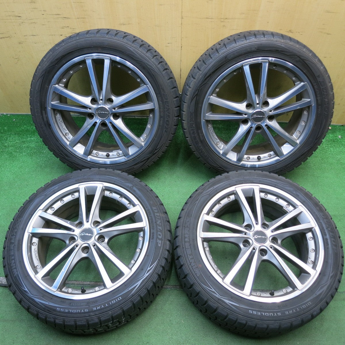 バリ溝！8.5分◎スタッドレス 215/50R17 ダンロップ ウインターマックス WM01 STEINER シュタイナー 17インチ PCD114.3/5H◎6071206HAス