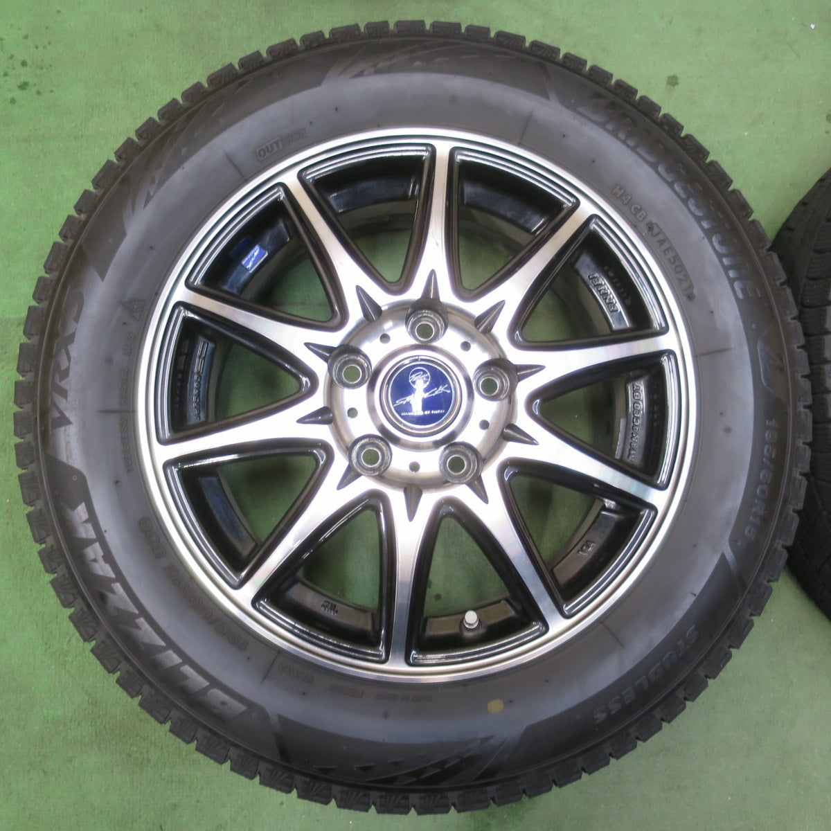 バリ溝！9分★スタッドレス 195/60R15 ブリヂストン ブリザック VRX3 SMACK ENKEI スマック エンケイ 15インチ PCD114.3/5H★6011006イス