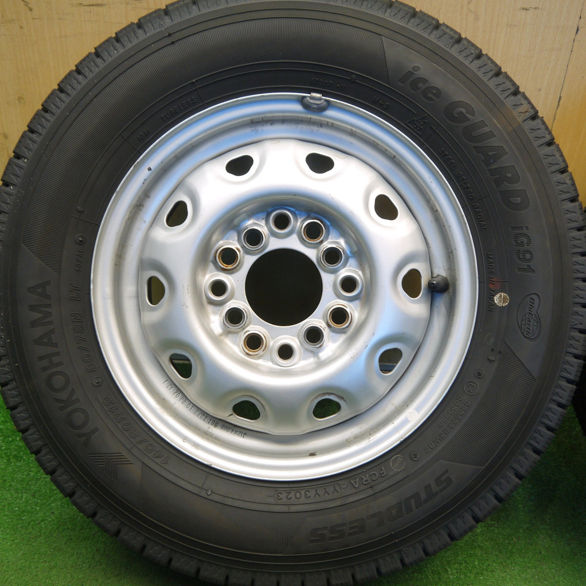 バリ溝！23年！9.5分以上◎スタッドレス 145/80R12 80/78N ヨコハマ アイスガード iG91 TOPY スチール ホイール 12インチ PCD 100 110 114.3/4H マルチ◎6100605Hス
